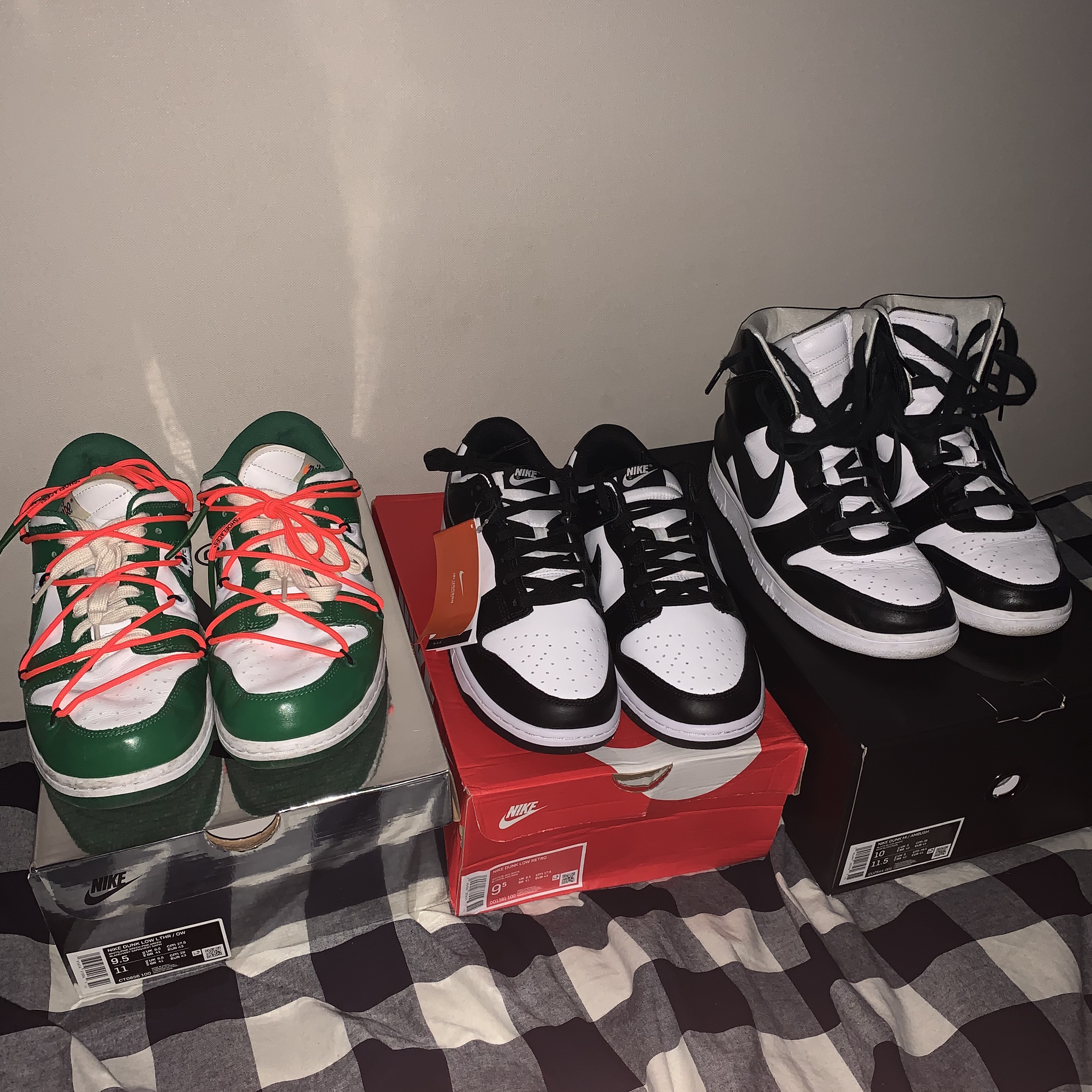 Nike x Off-White Dunk Low Pine Green, Nike Dunk Low Retro Black 착용 스타일 - 1