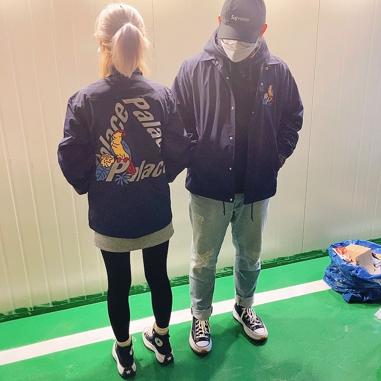 Palace Parrot Palace-3 Coach Jacket Navy - 20FW, Converse Run Star Hike Hi Black White Gum 착용 스타일