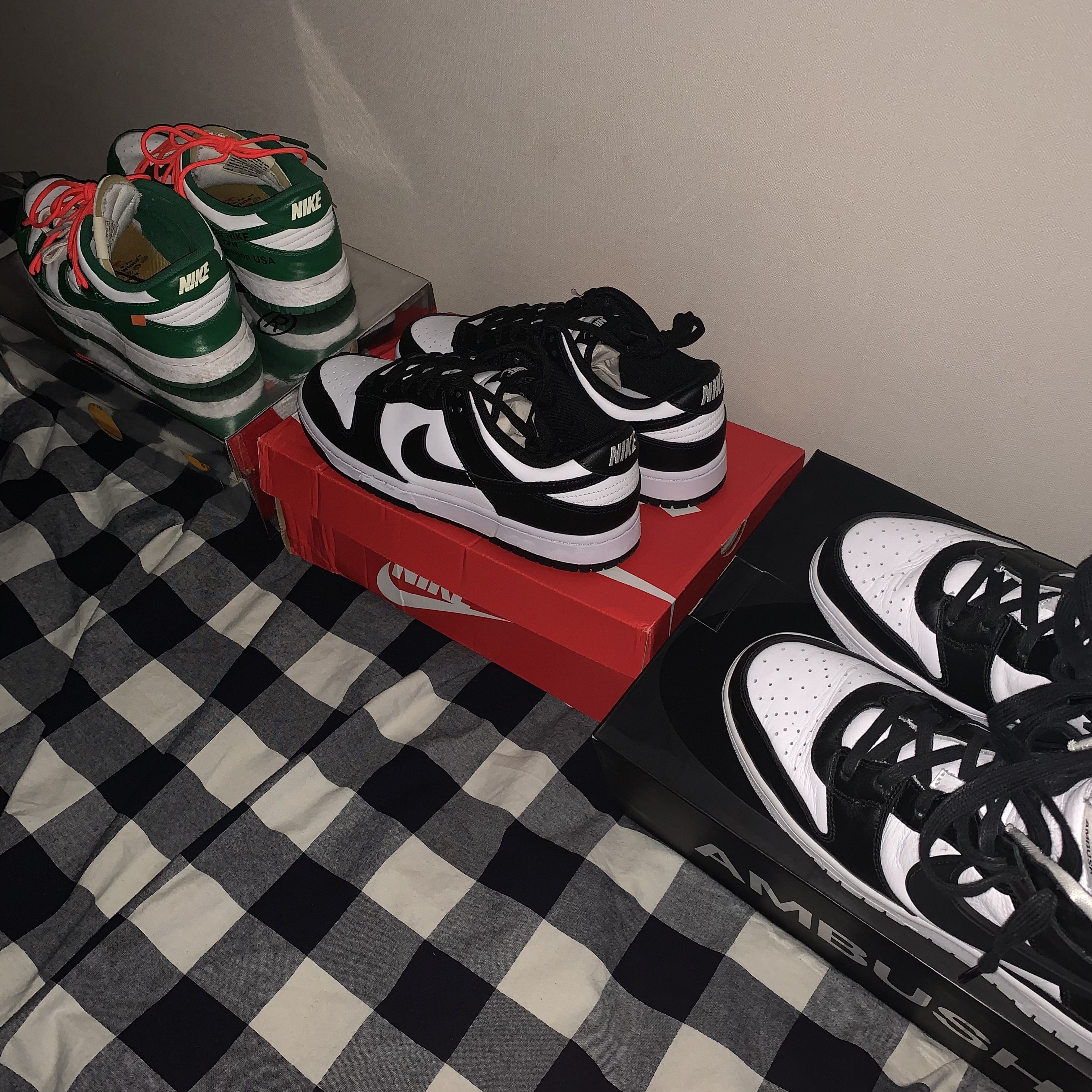 Nike x Off-White Dunk Low Pine Green, Nike Dunk Low Retro Black 착용 스타일 - 2