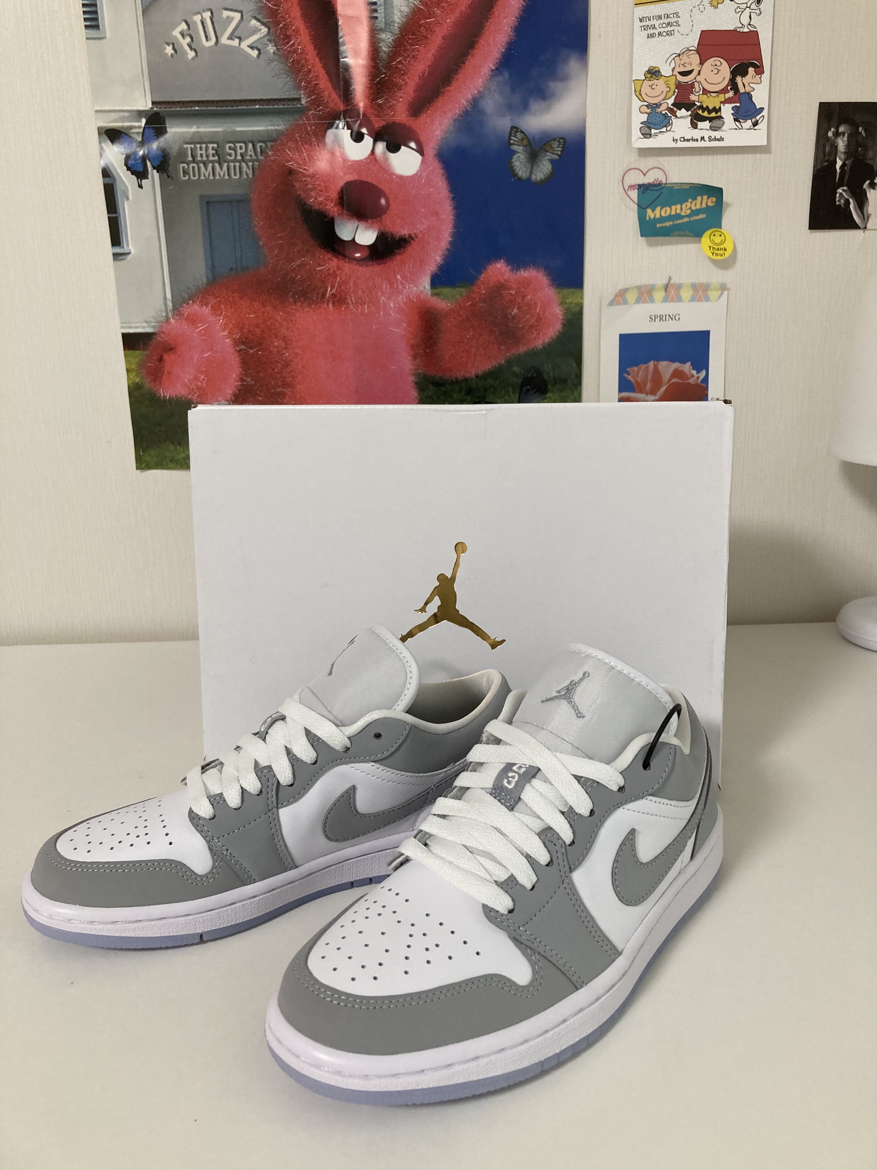 (W) Jordan 1 Low White Wolf Grey 착용 스타일 - 1