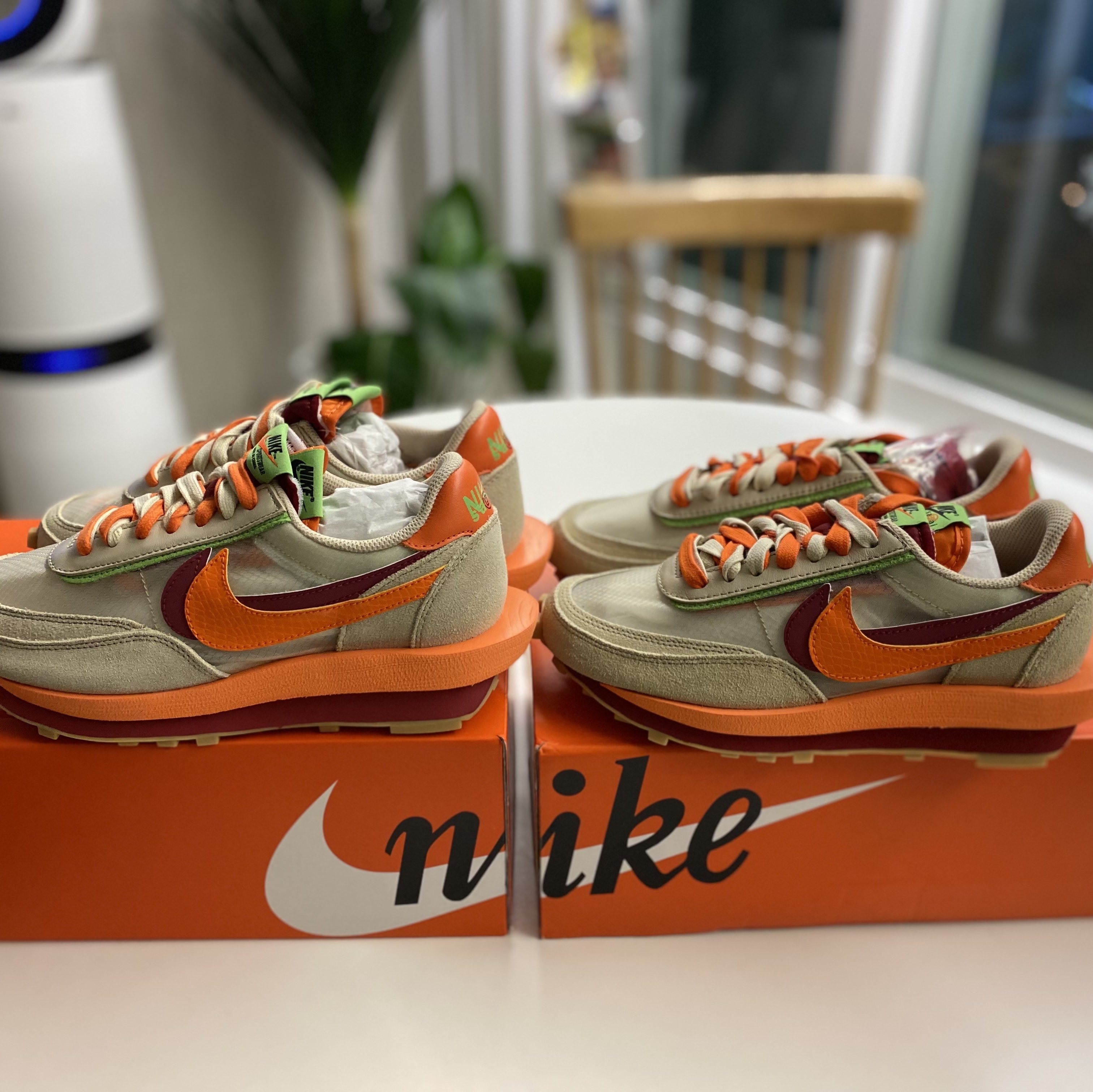 Nike x Sacai x Clot LDWaffle Orange Blaze 착용 스타일 - 1