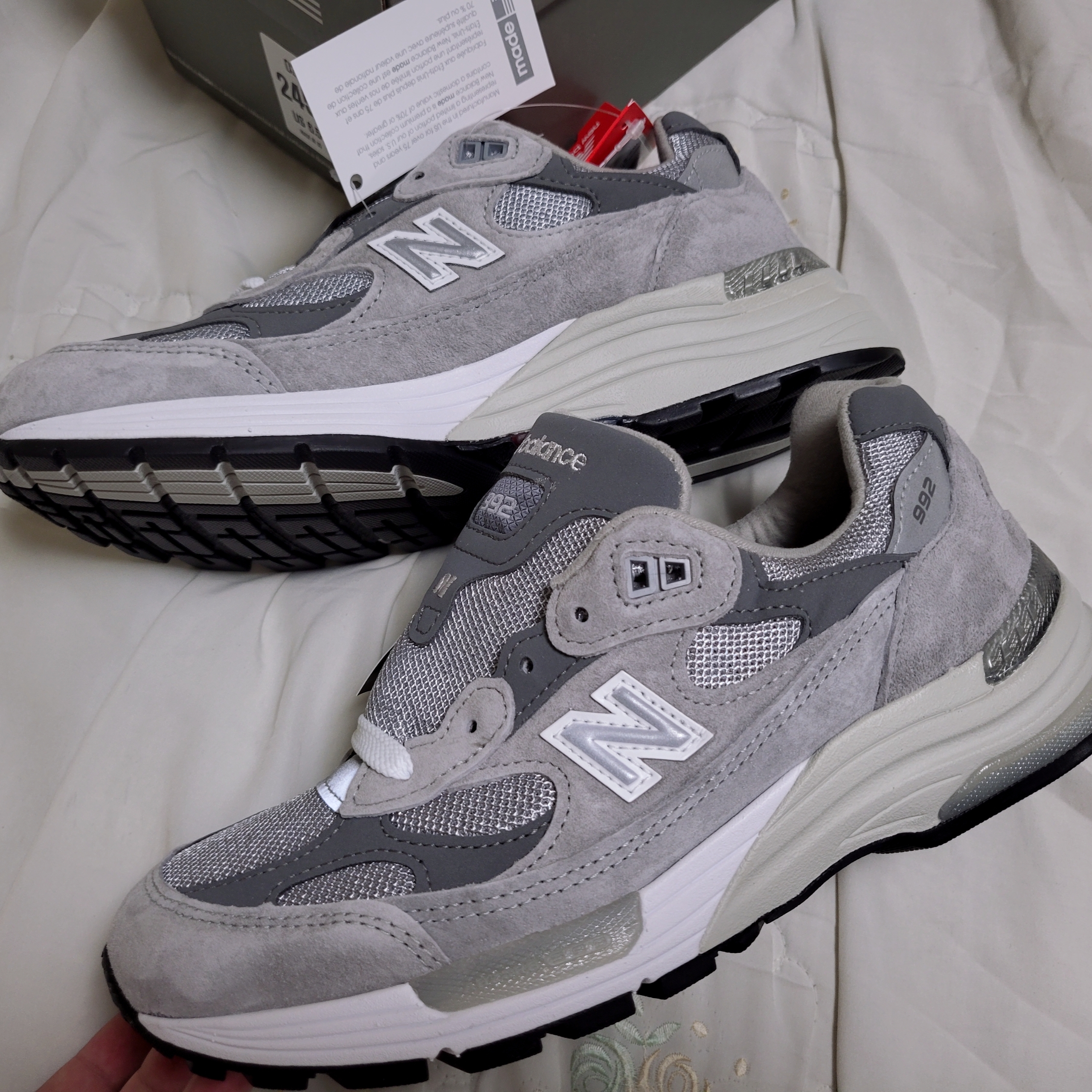 New Balance 992 Made in USA Grey - D Standard 착용 스타일 - 4