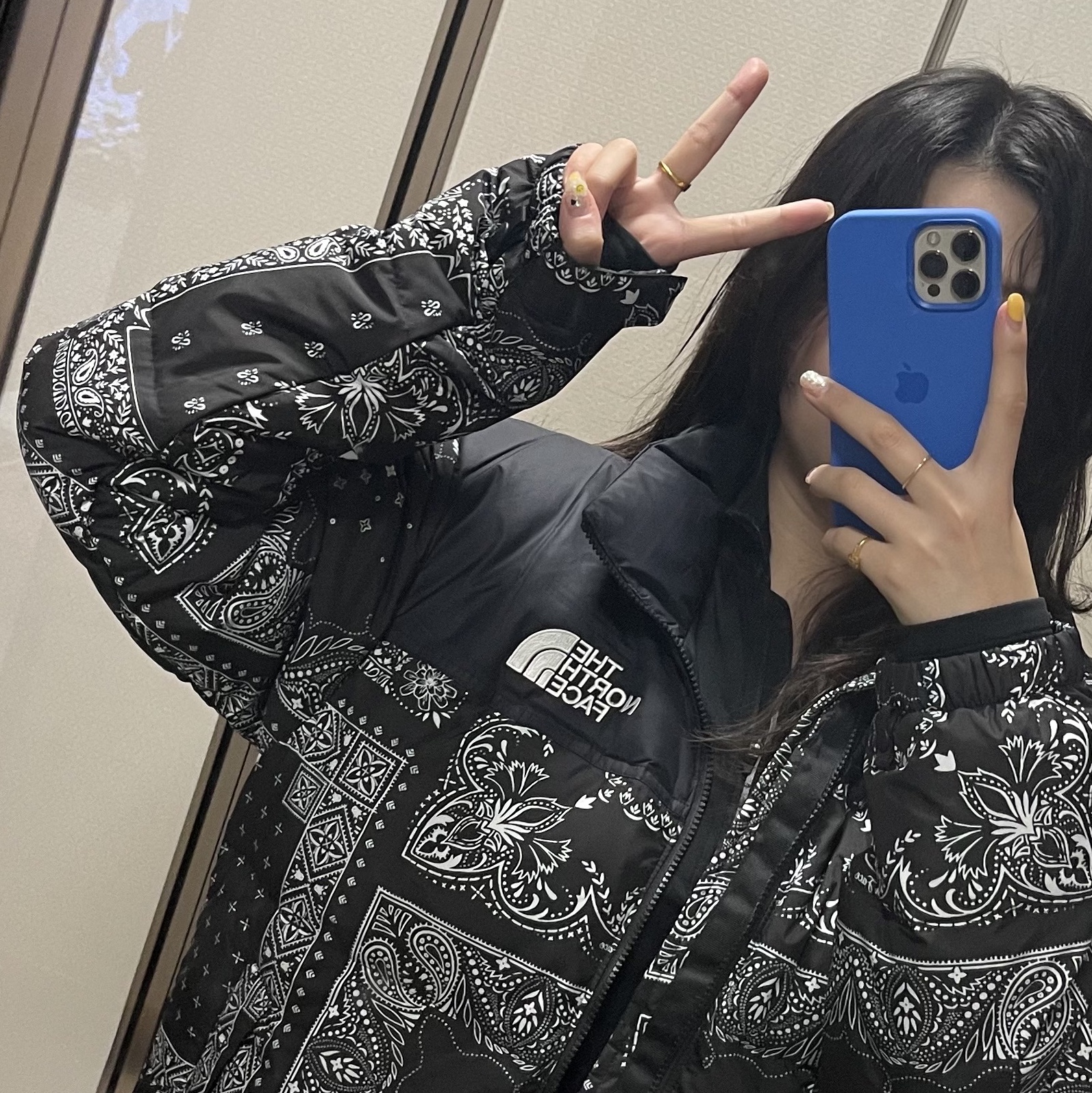 The North Face 1996 Novelty Nuptse Jacket Real Black - 21FW 착용 스타일 - 2