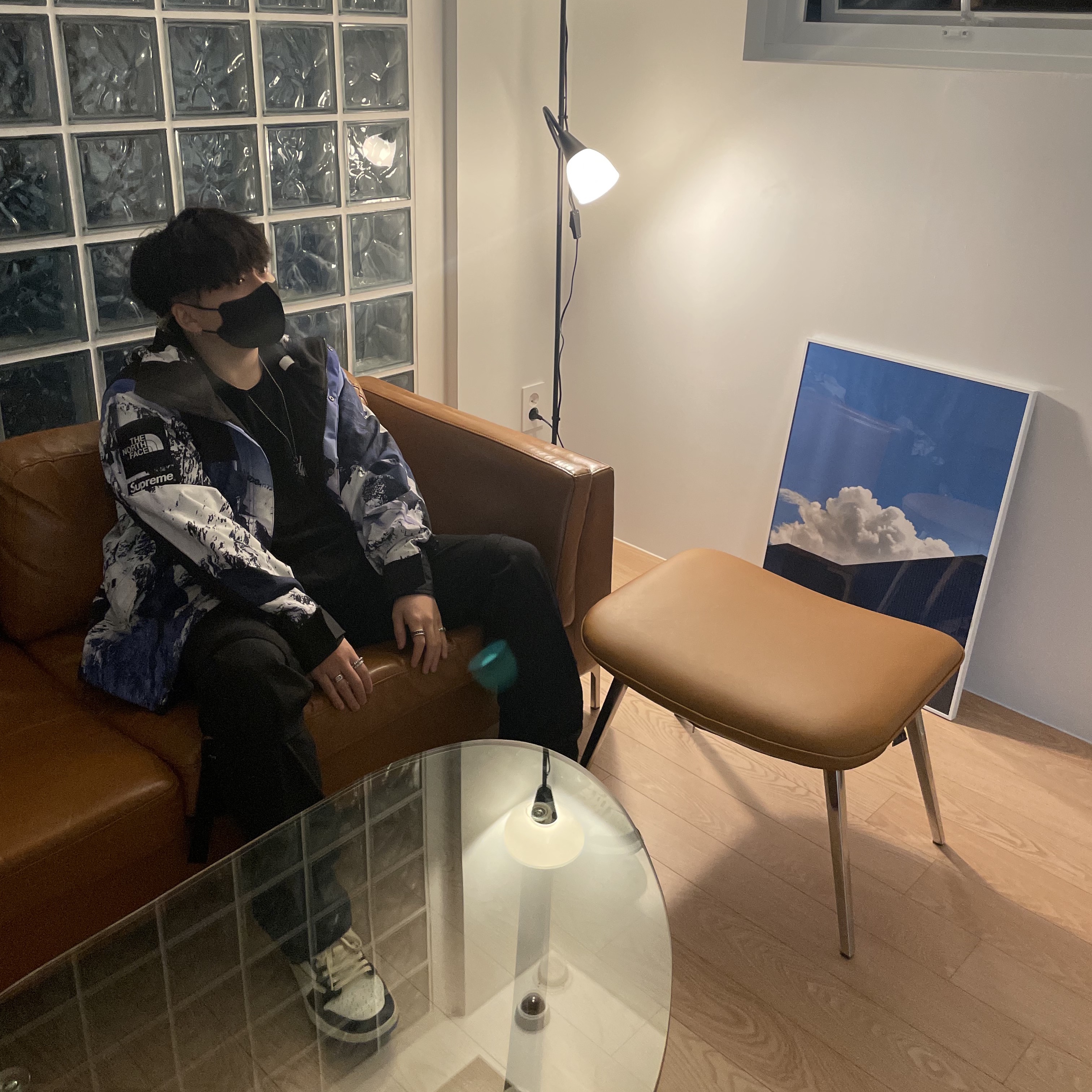 Jordan 1 x Travis Scott x Fragment Retro Low OG SP Military Blue, Supreme x The North Face Mountain Parka Blue White - 17FW 착용 스타일 - 1