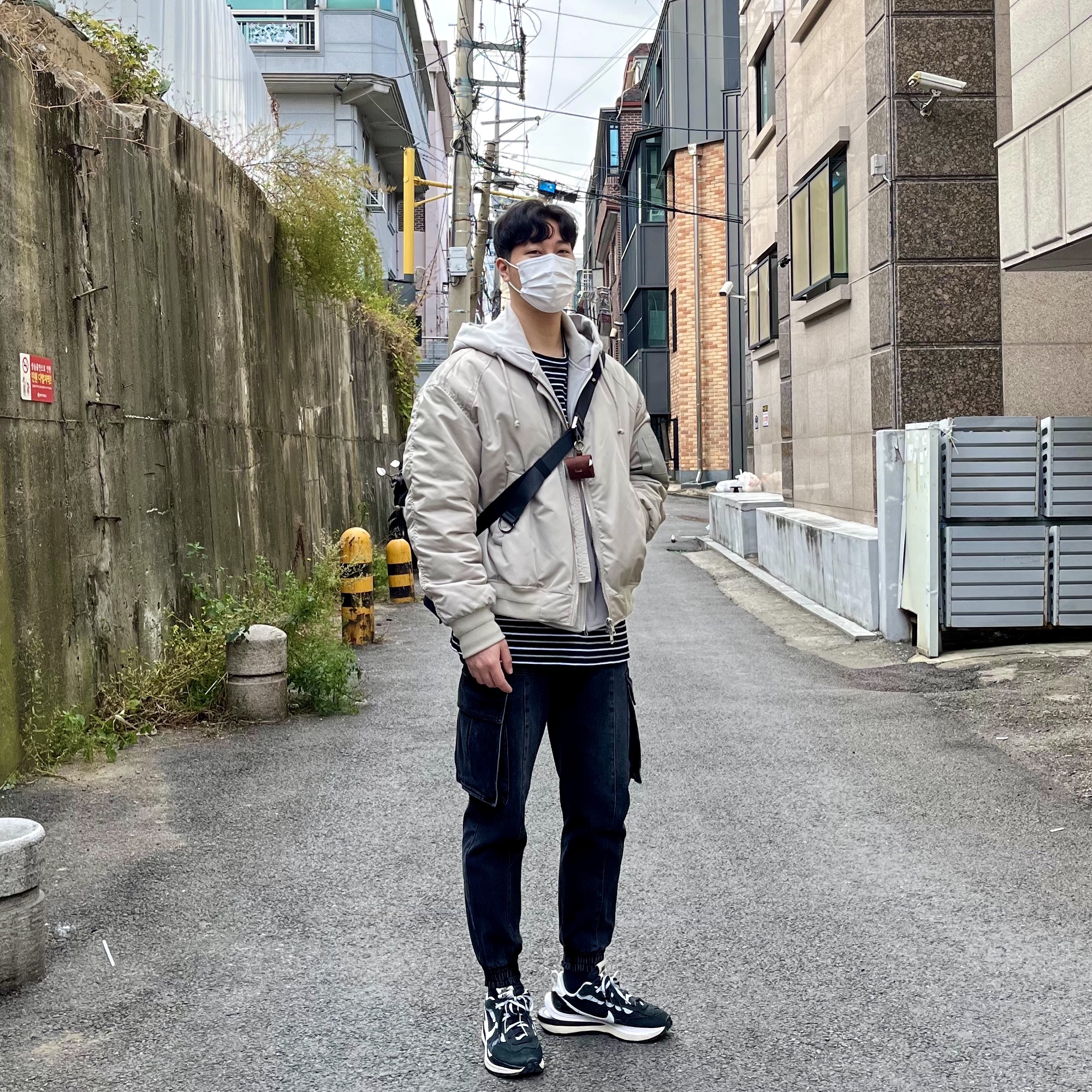 Nike x Sacai VaporWaffle Black White 착용 스타일