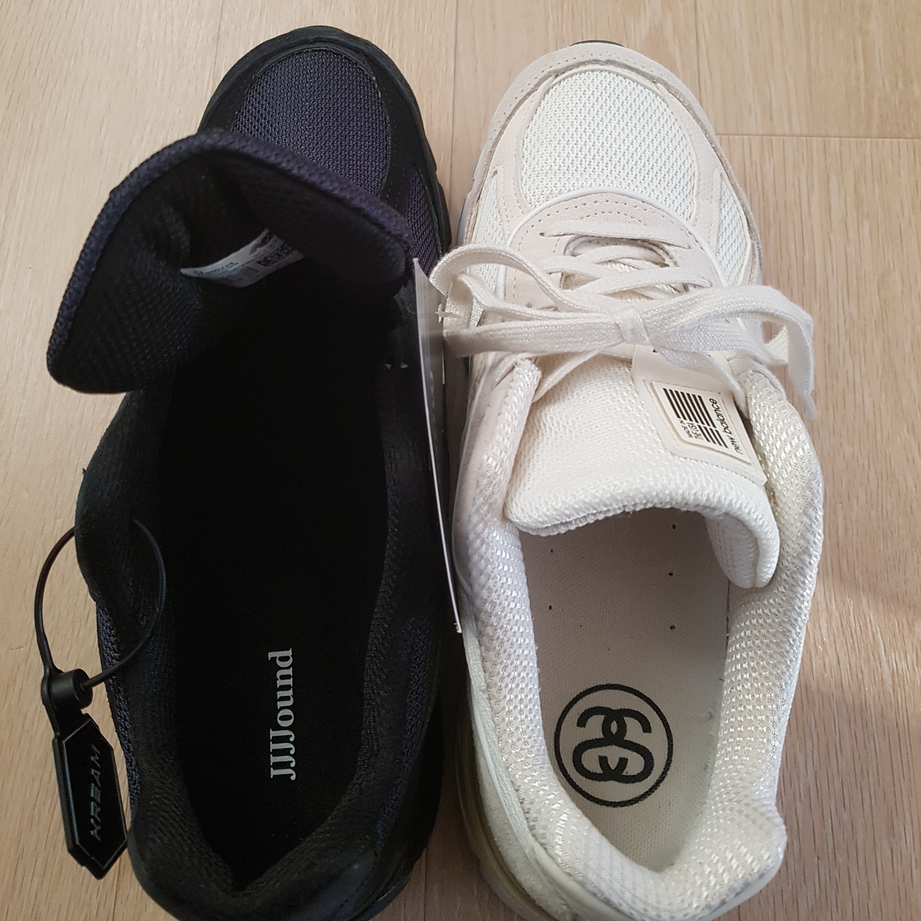 New Balance x JJJJound 990v4 Navy, New Balance x Stussy 990v4 Made in USA Cream 착용 스타일 - 3