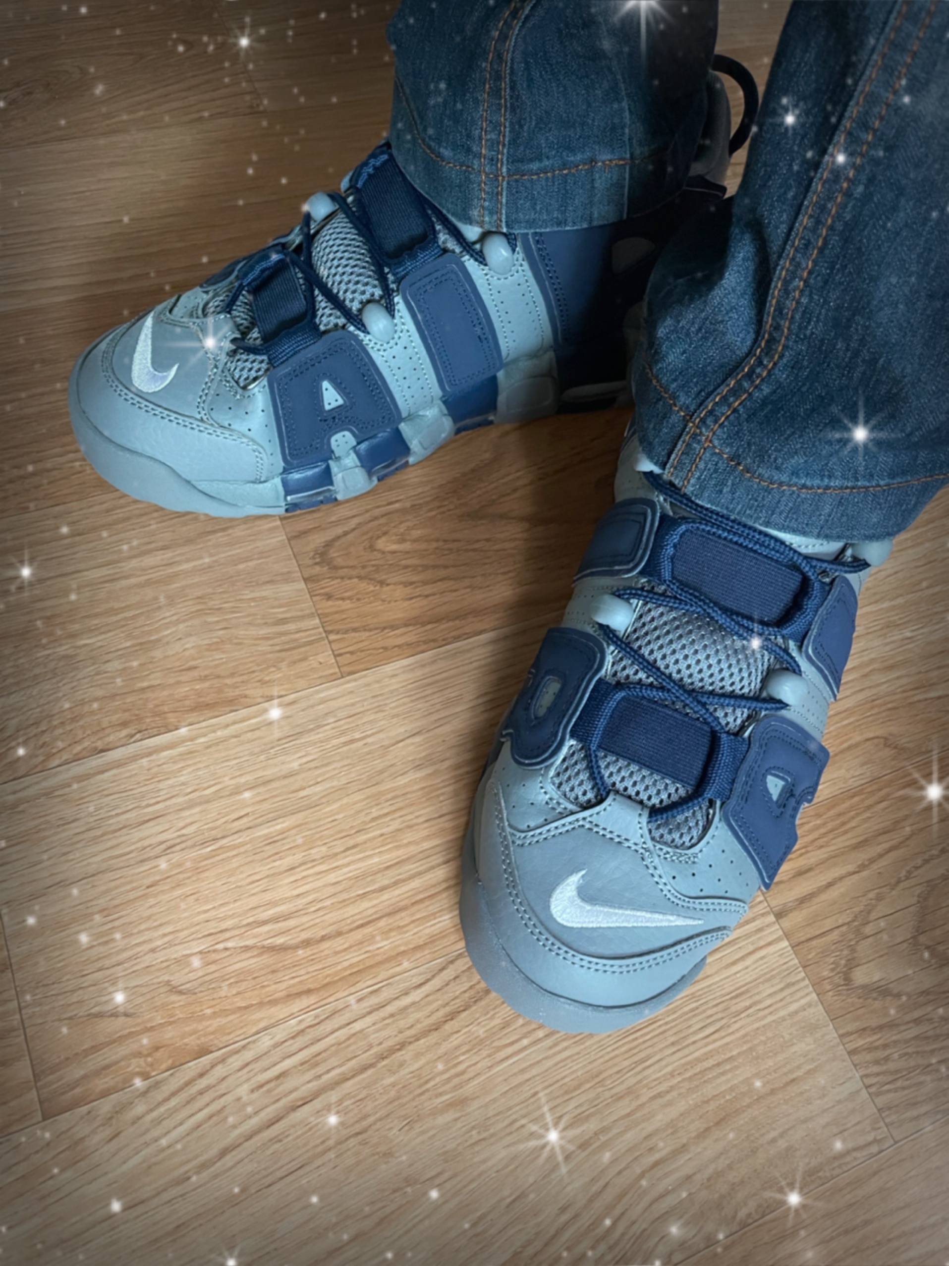 Nike Air More Uptempo 96 Loud and Clear 2021, Nike Air More Uptempo 96 Maximum Volume 착용 스타일 - 1