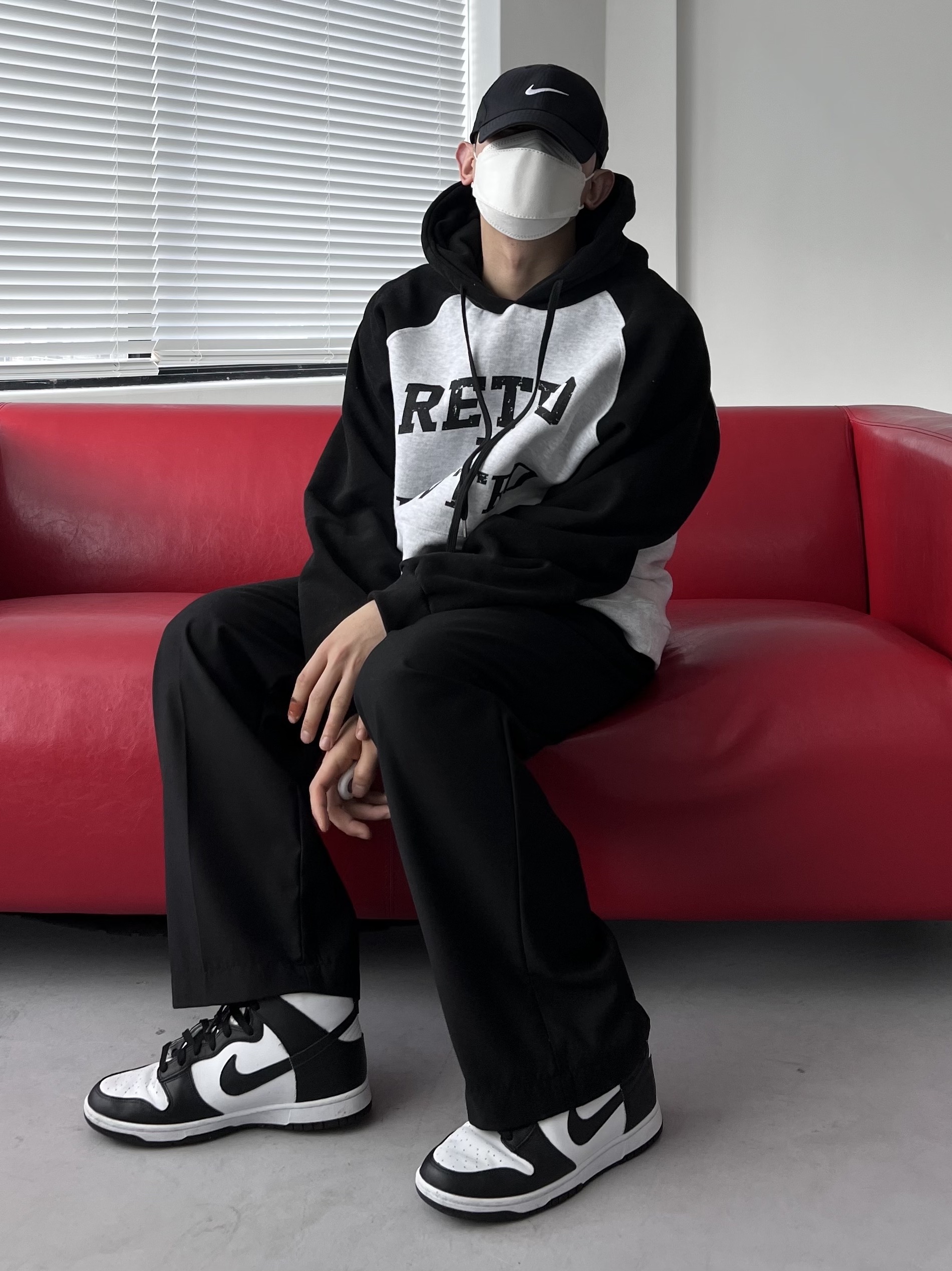 Nike Dunk High Retro Black and White 착용 스타일 - 5