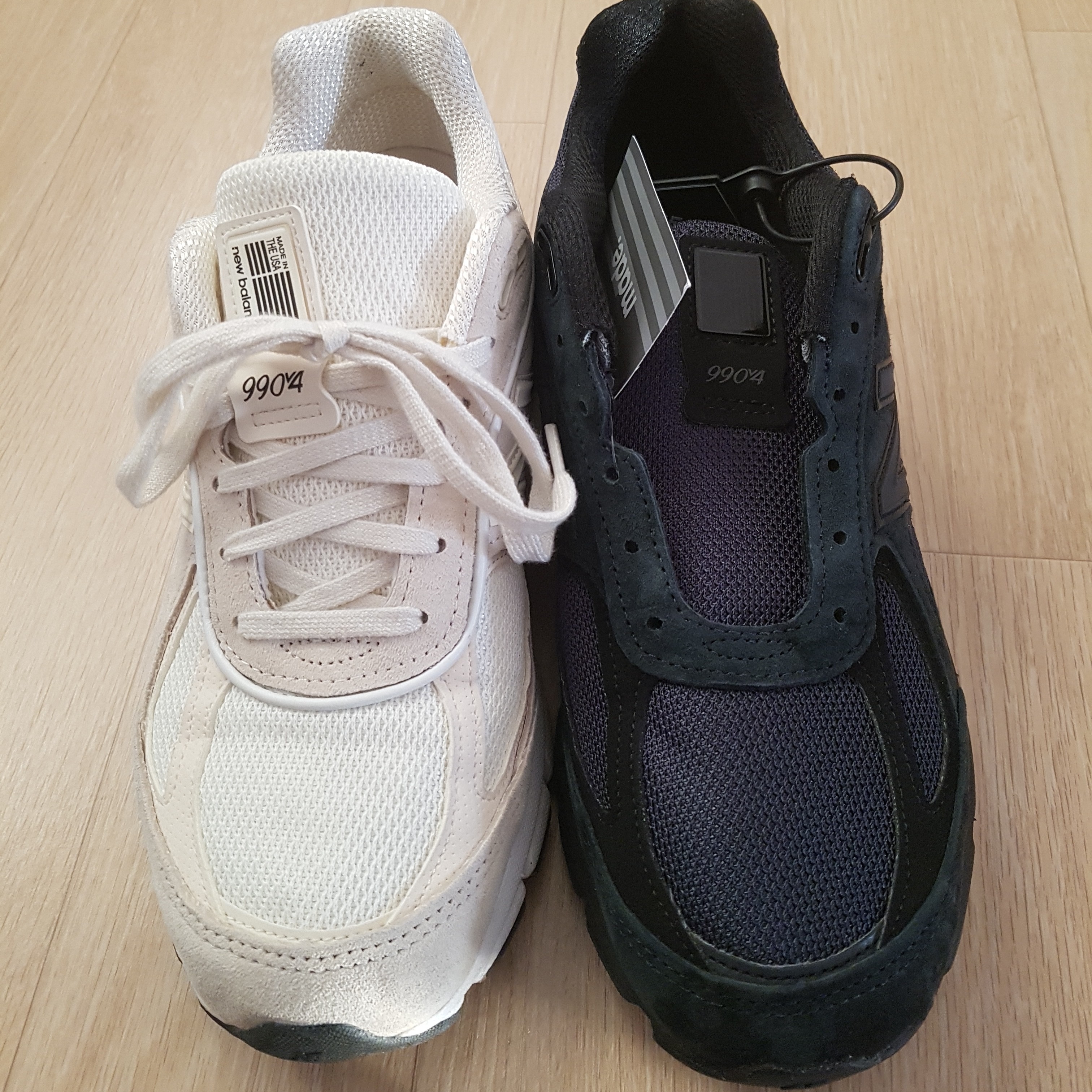 New Balance x JJJJound 990v4 Navy, New Balance x Stussy 990v4 Made in USA Cream 착용 스타일 - 4