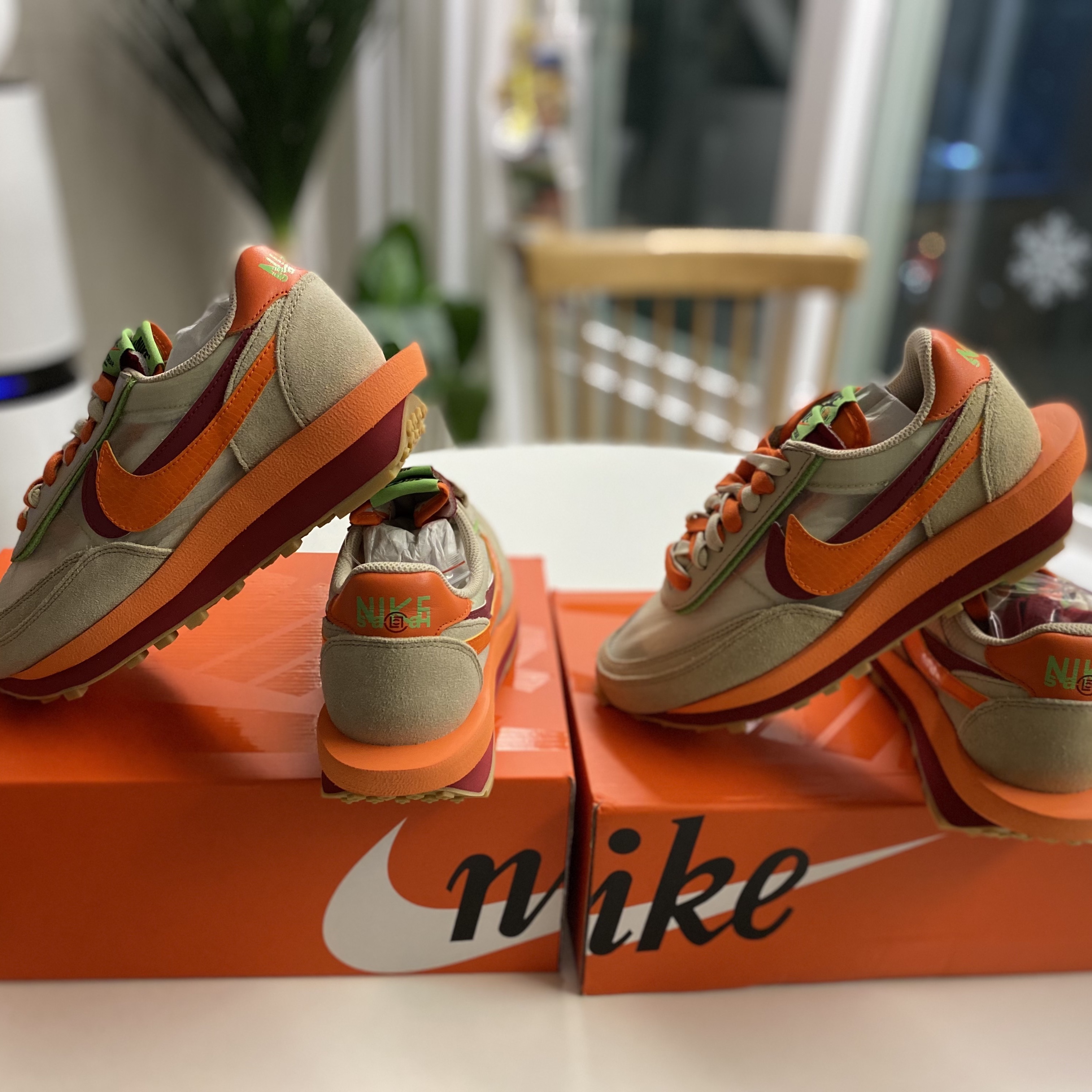 Nike x Sacai x Clot LDWaffle Orange Blaze 착용 스타일 - 4
