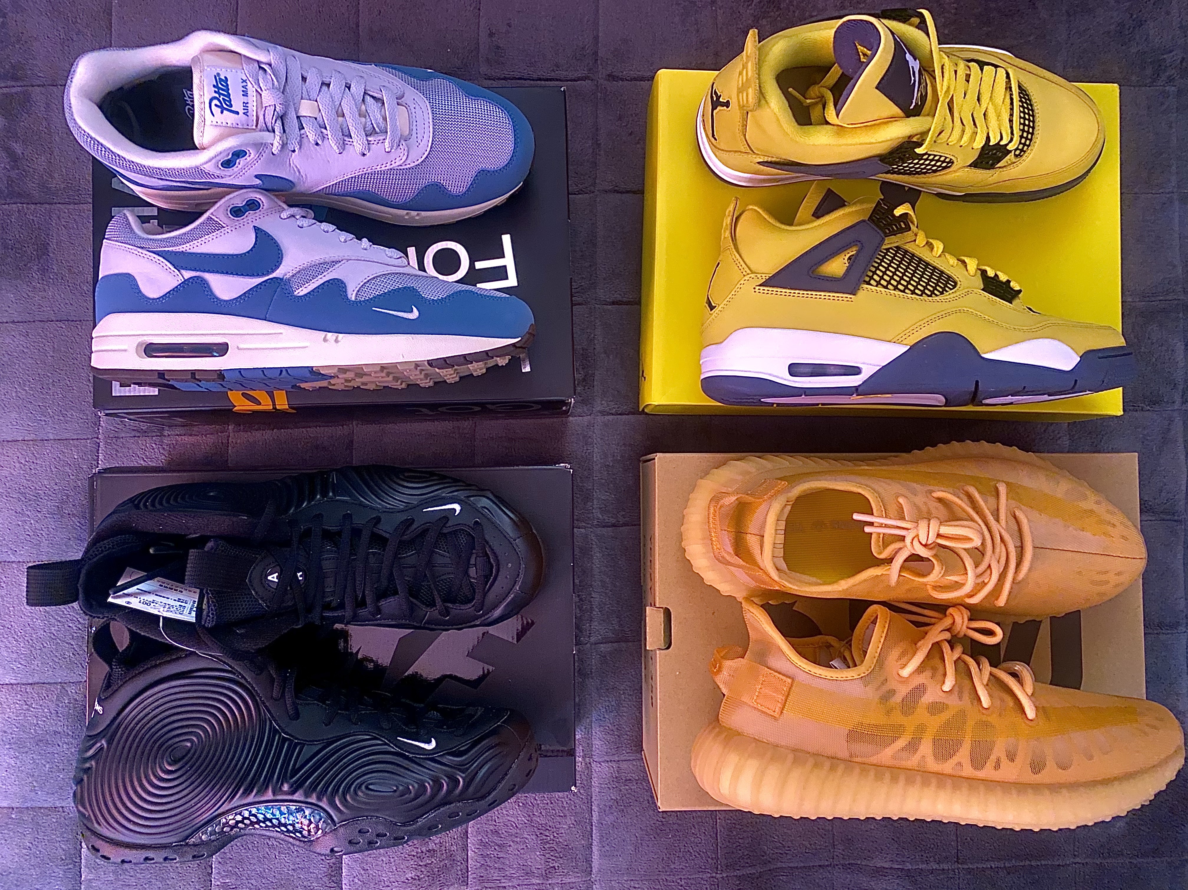 Nike x Patta Air Max 1 Noise Aqua, Nike x Comme des Garcons Homme Plus Air Foamposite One Black 착용 스타일