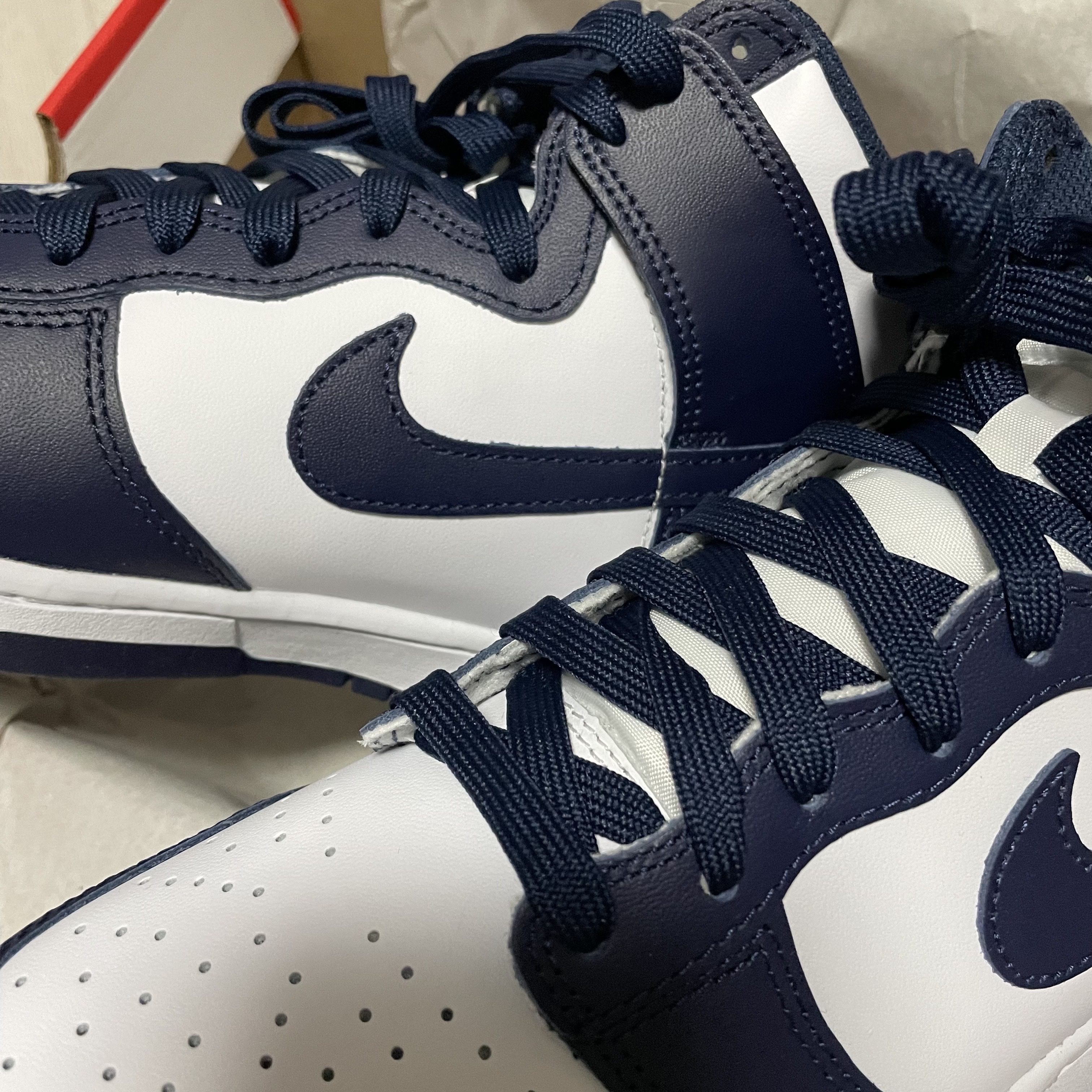 Nike Dunk High Retro Championship Navy 착용 스타일 - 3