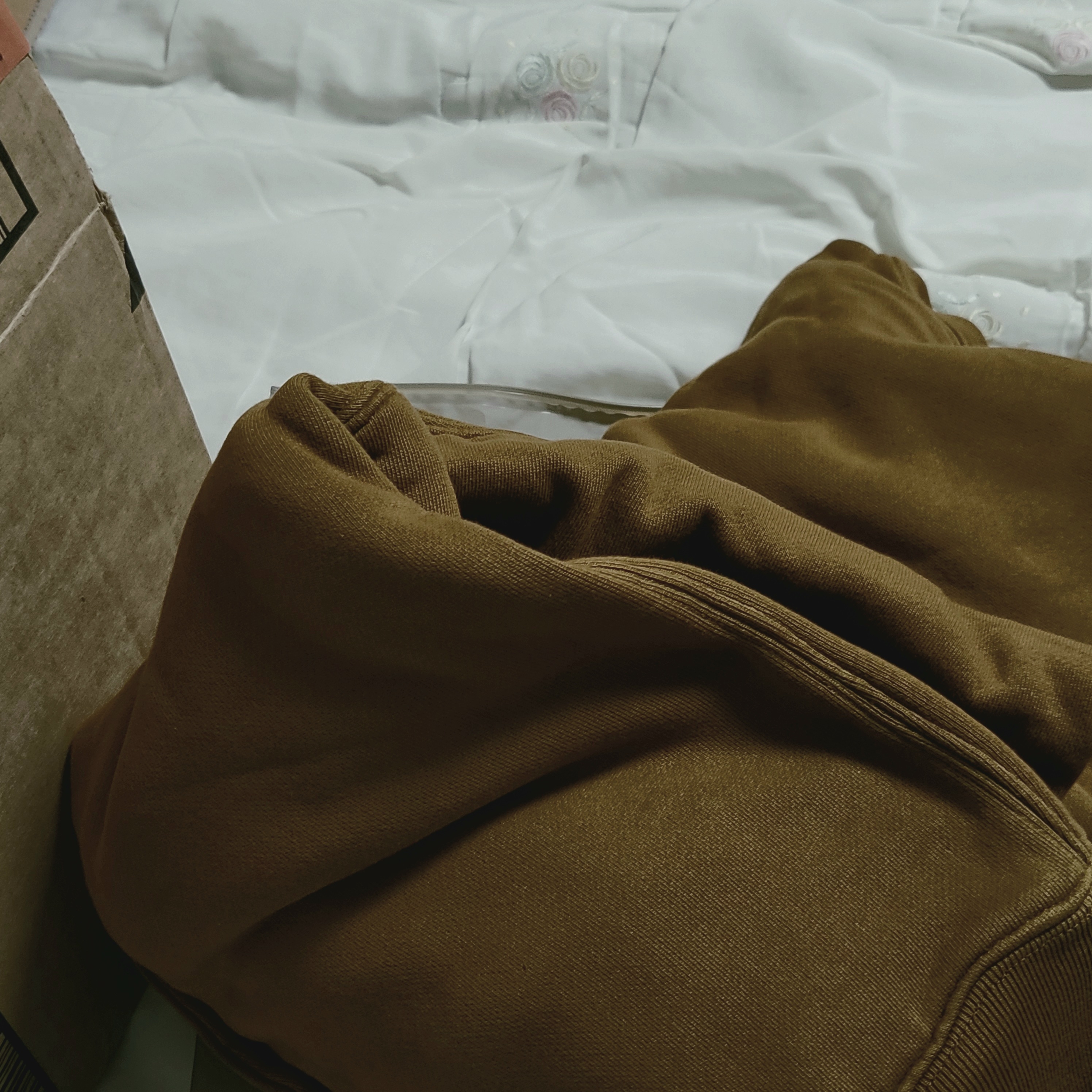 Yeezy Gap Hoodie Light Brown 착용 스타일 - 2