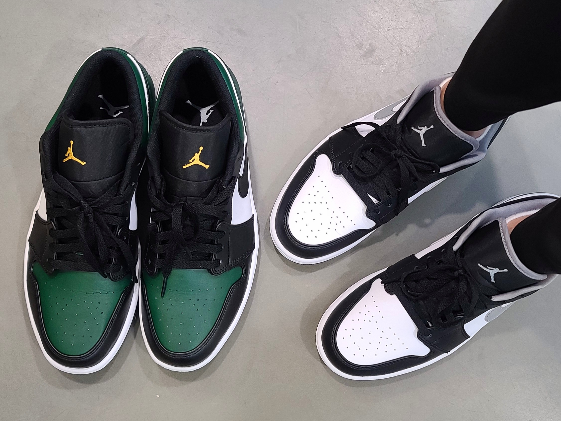 Jordan 1 Low Black Particle Grey, Jordan 1 Low Green Toe 착용 스타일 - 1
