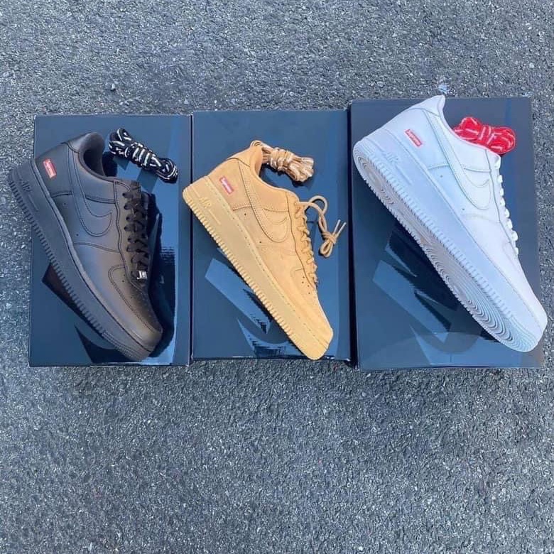 Nike x Supreme Air Force 1 Low White, Nike x Supreme Air Force 1 Low Black 착용 스타일
