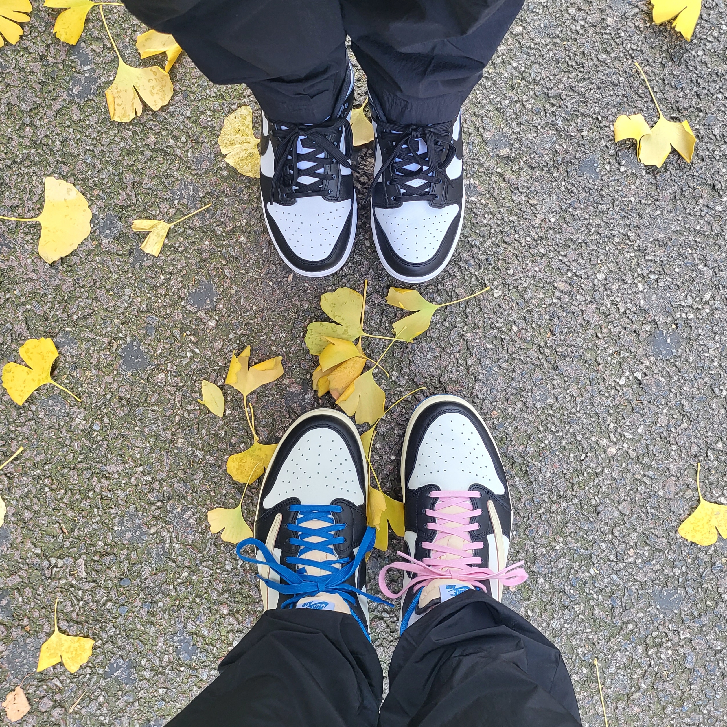 Jordan 1 x Travis Scott x Fragment Retro Low OG SP Military Blue, (W) Nike Dunk Low Black 착용 스타일 - 2