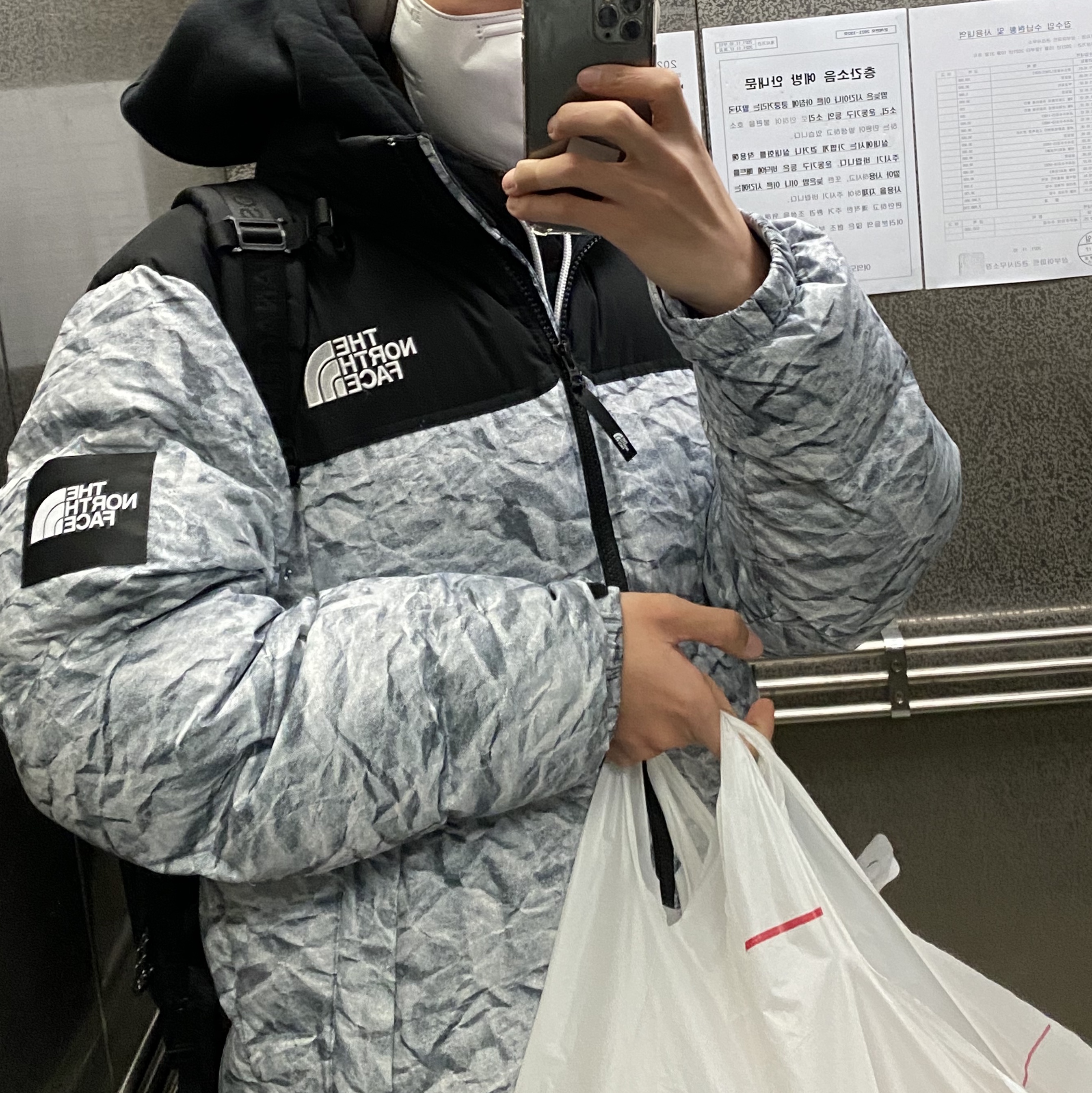 The North Face White Label Novelty Nuptse Down Jacket White 착용 스타일