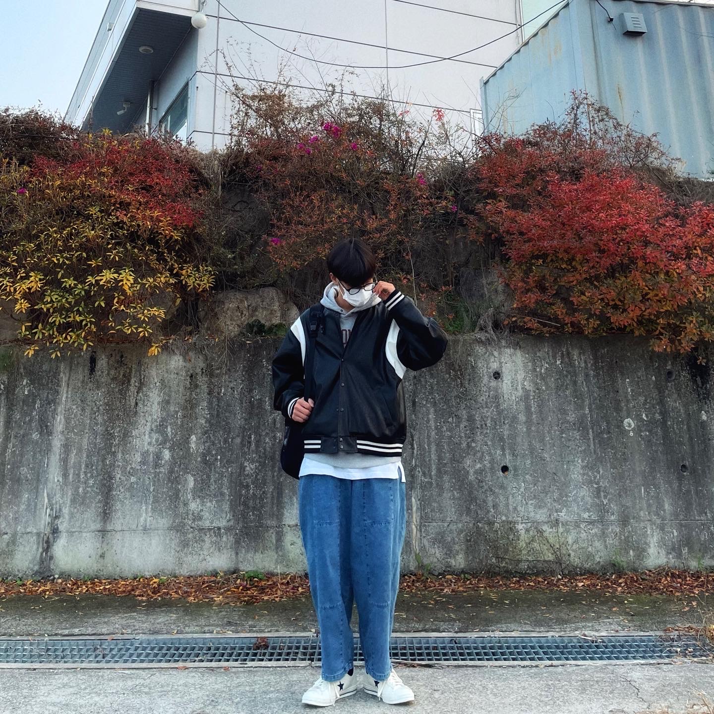 Converse One Star Ox HanByeol Egret 착용 스타일 - 1