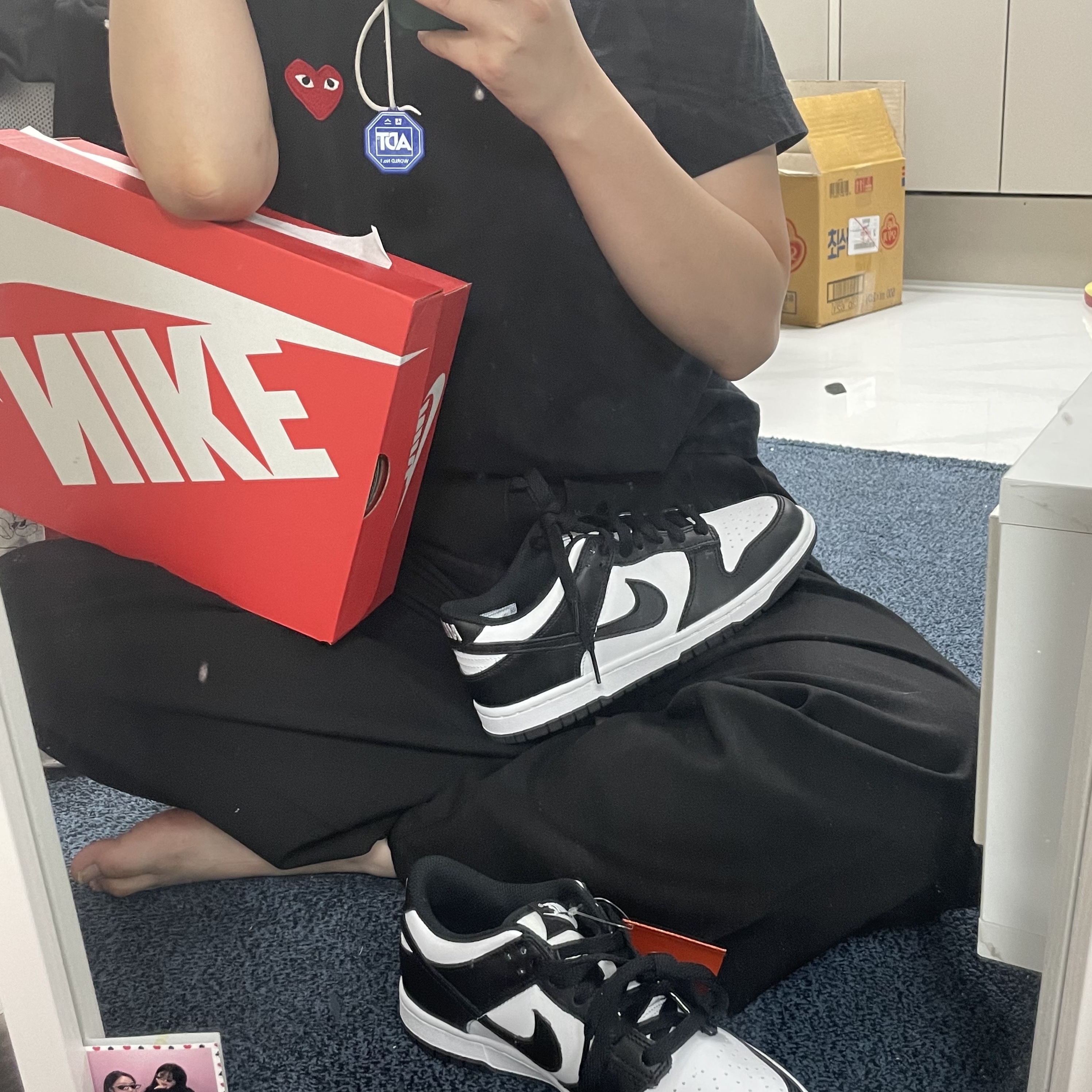 (GS) Nike Dunk Low Black 착용 스타일