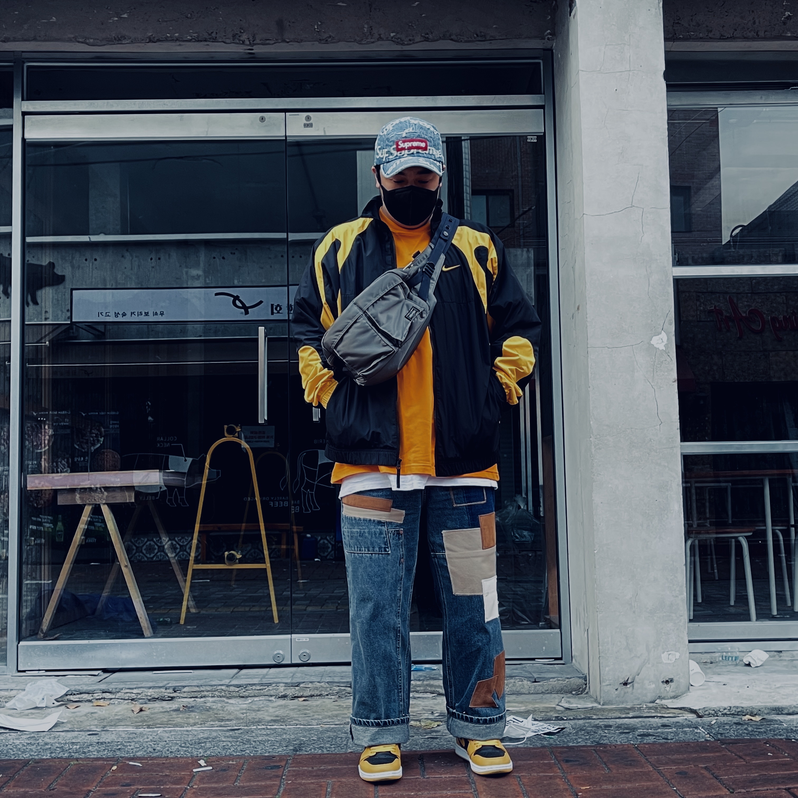 Jordan 1 Retro High OG Pollen, Nike x Kim Jones Oversized T-Shirt Circuit Orange - US/EU 착용 스타일