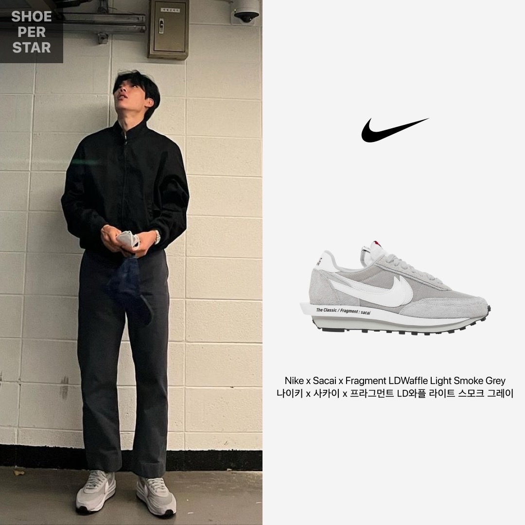 Nike x Sacai x Fragment LDWaffle Light Smoke Grey 착용 스타일 - 1