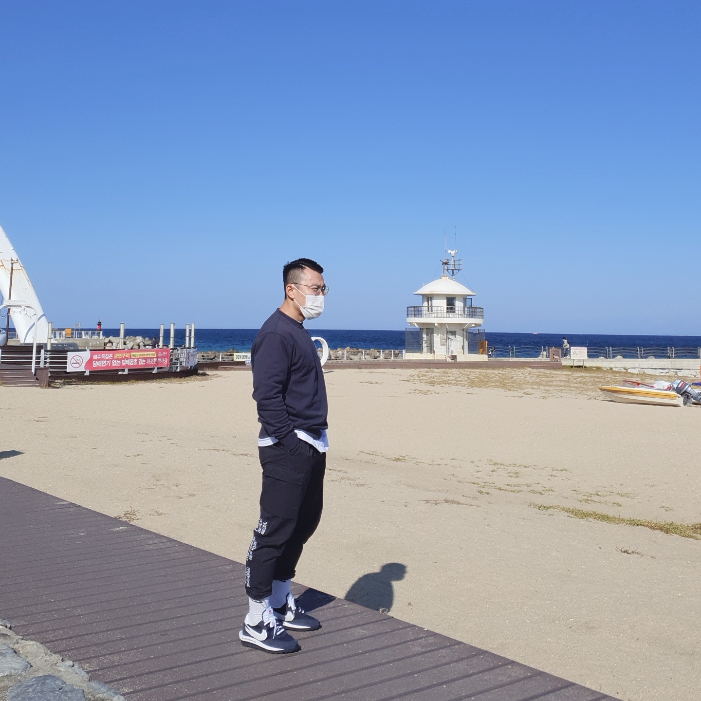 Nike x Sacai x Fragment LDWaffle Blackened Blue, Palace Split P3 Crew Navy - 19FW 착용 스타일 - 3