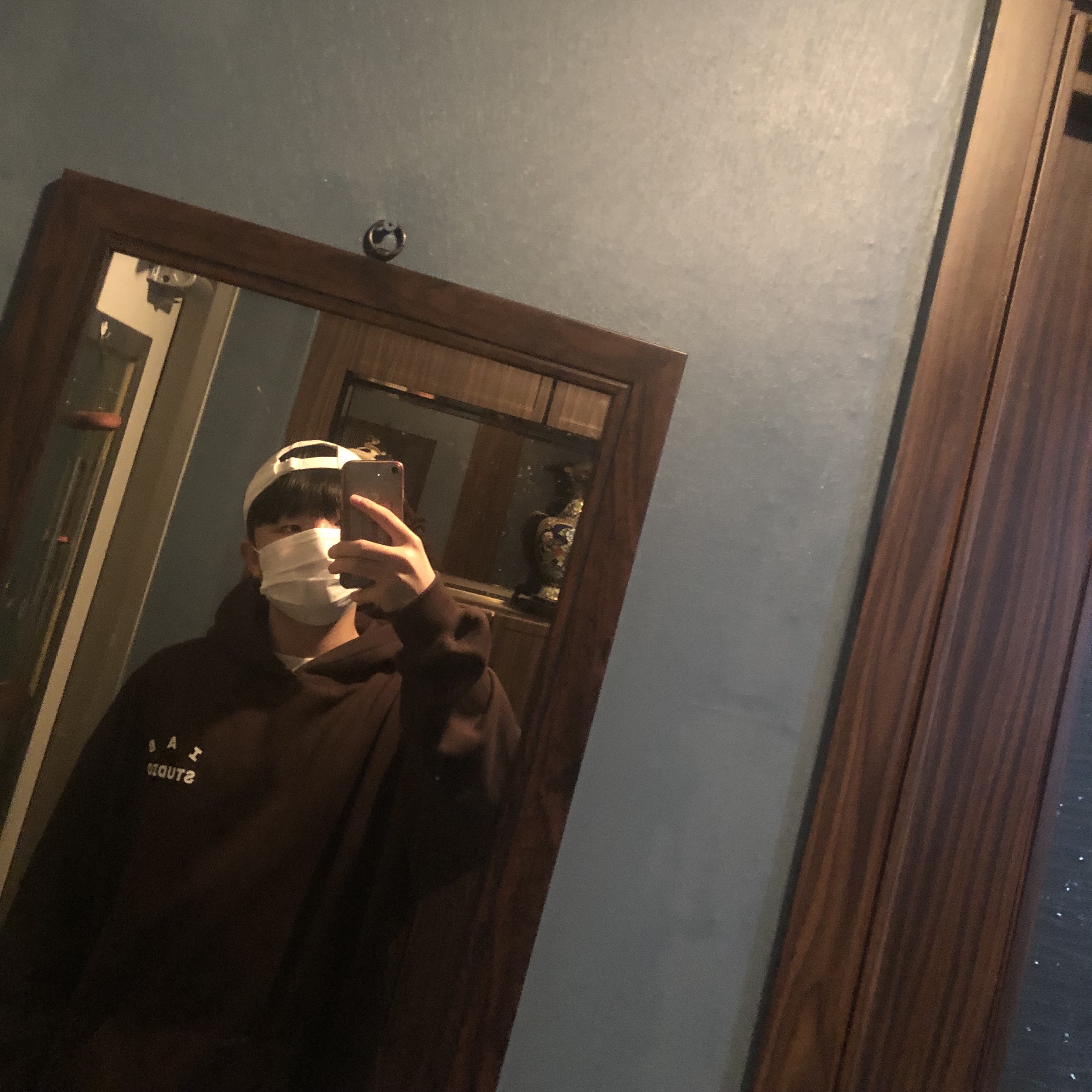 IAB Studio Hoodie Brown 착용 스타일