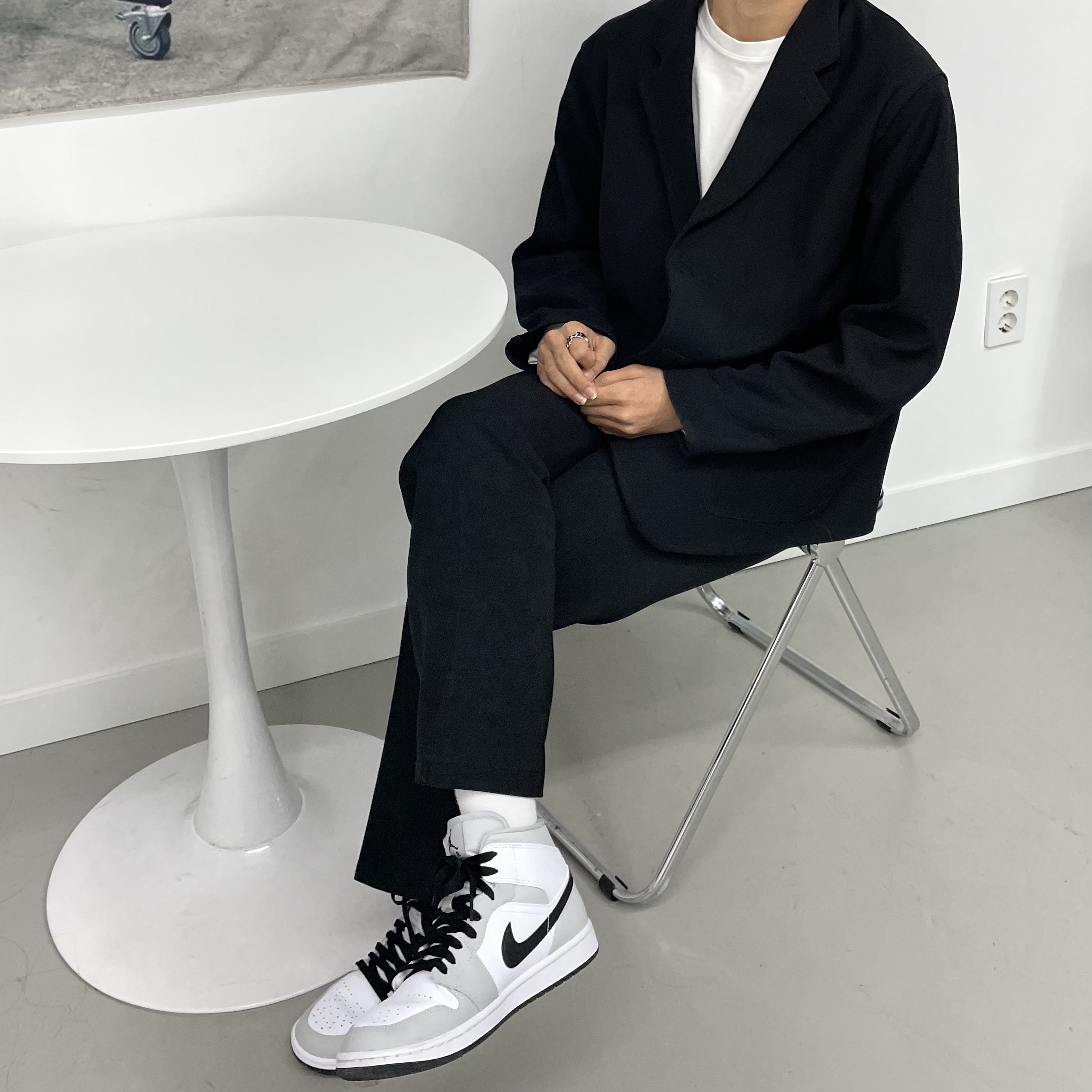 (W) Jordan 1 Mid Grey Fog 착용 스타일