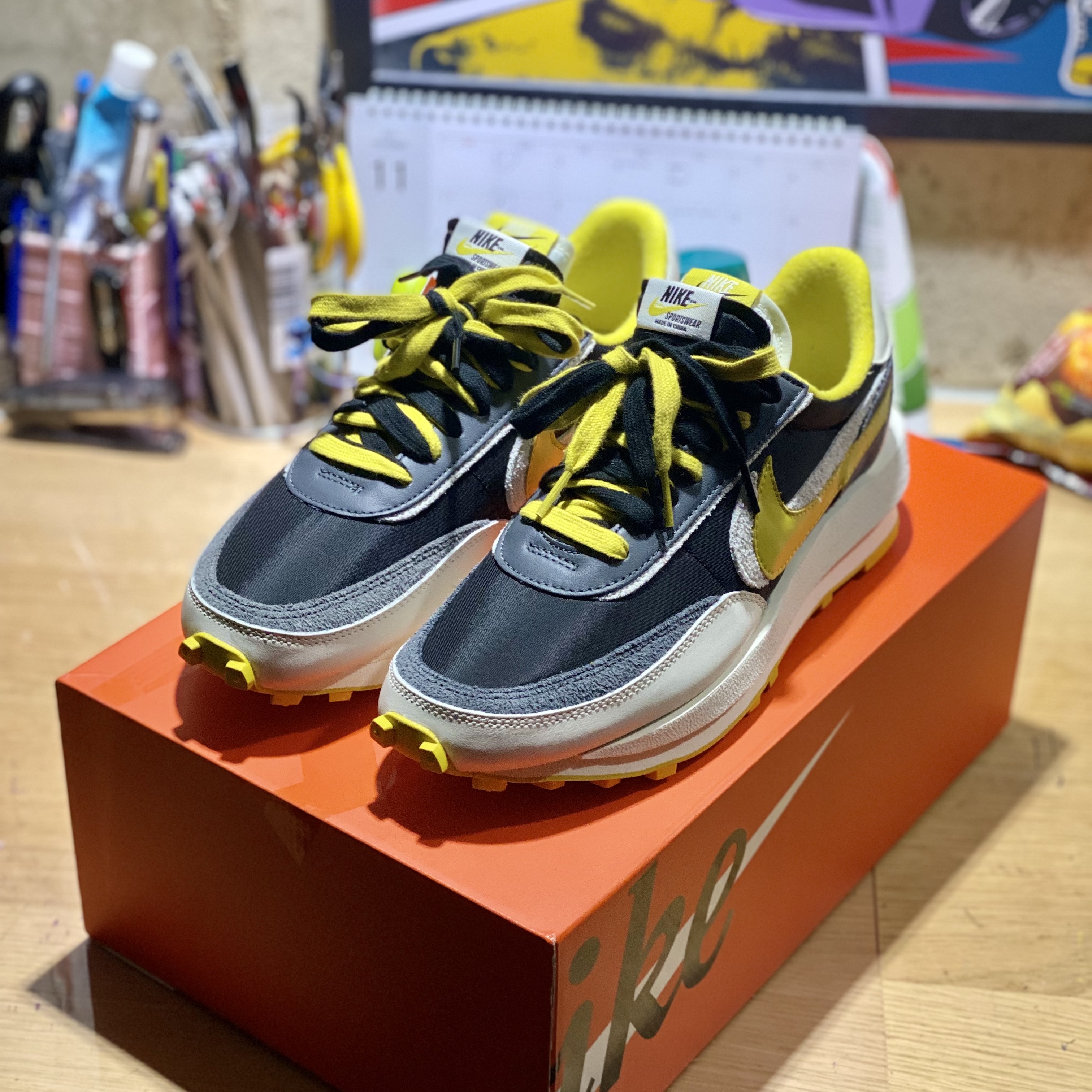Nike x Sacai x Undercover LDWaffle Black Bright Citron 착용 스타일 - 1