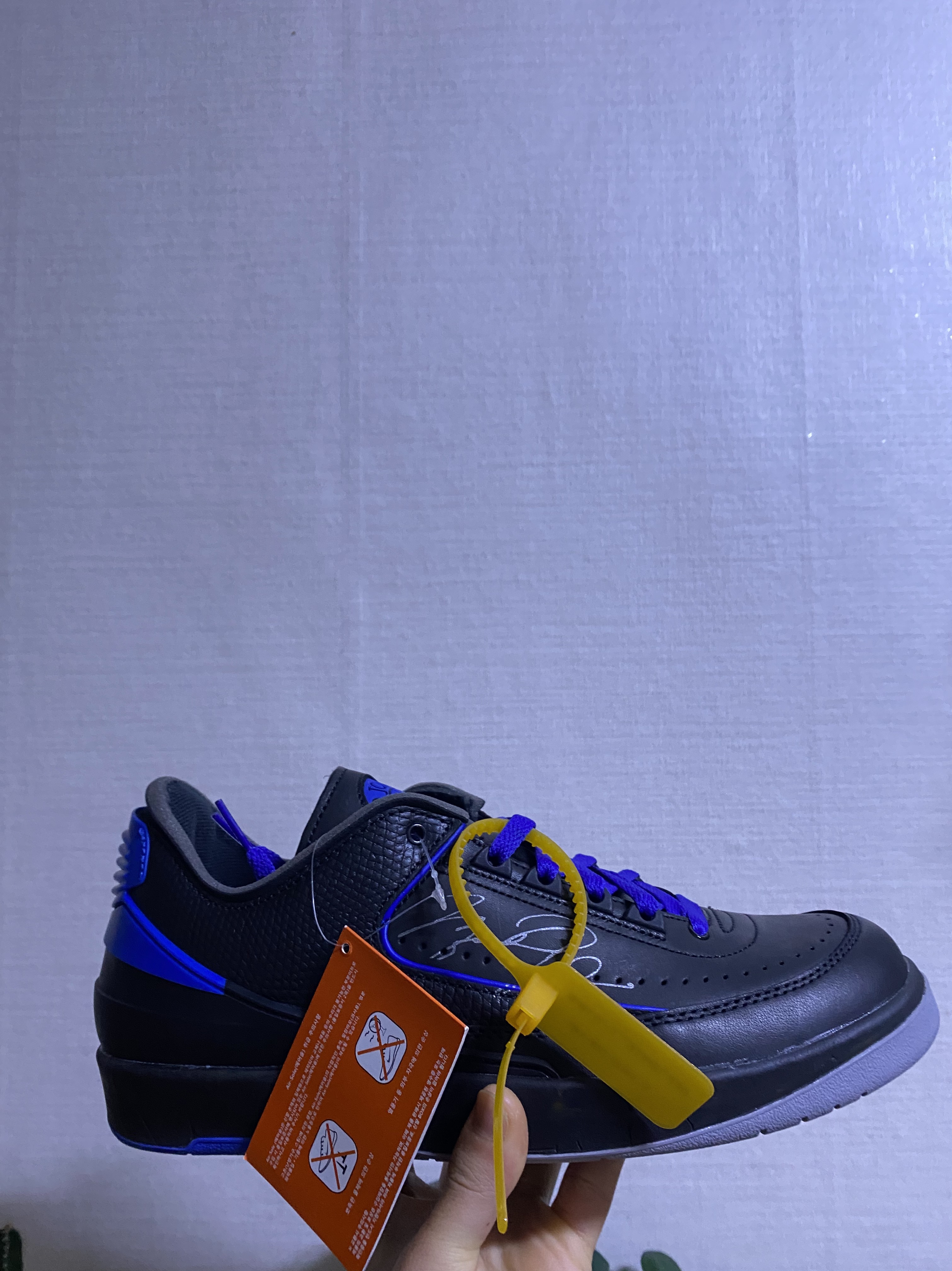 Jordan 2 x Off-White Retro Low SP Black and Varsity Royal 착용 스타일 - 2
