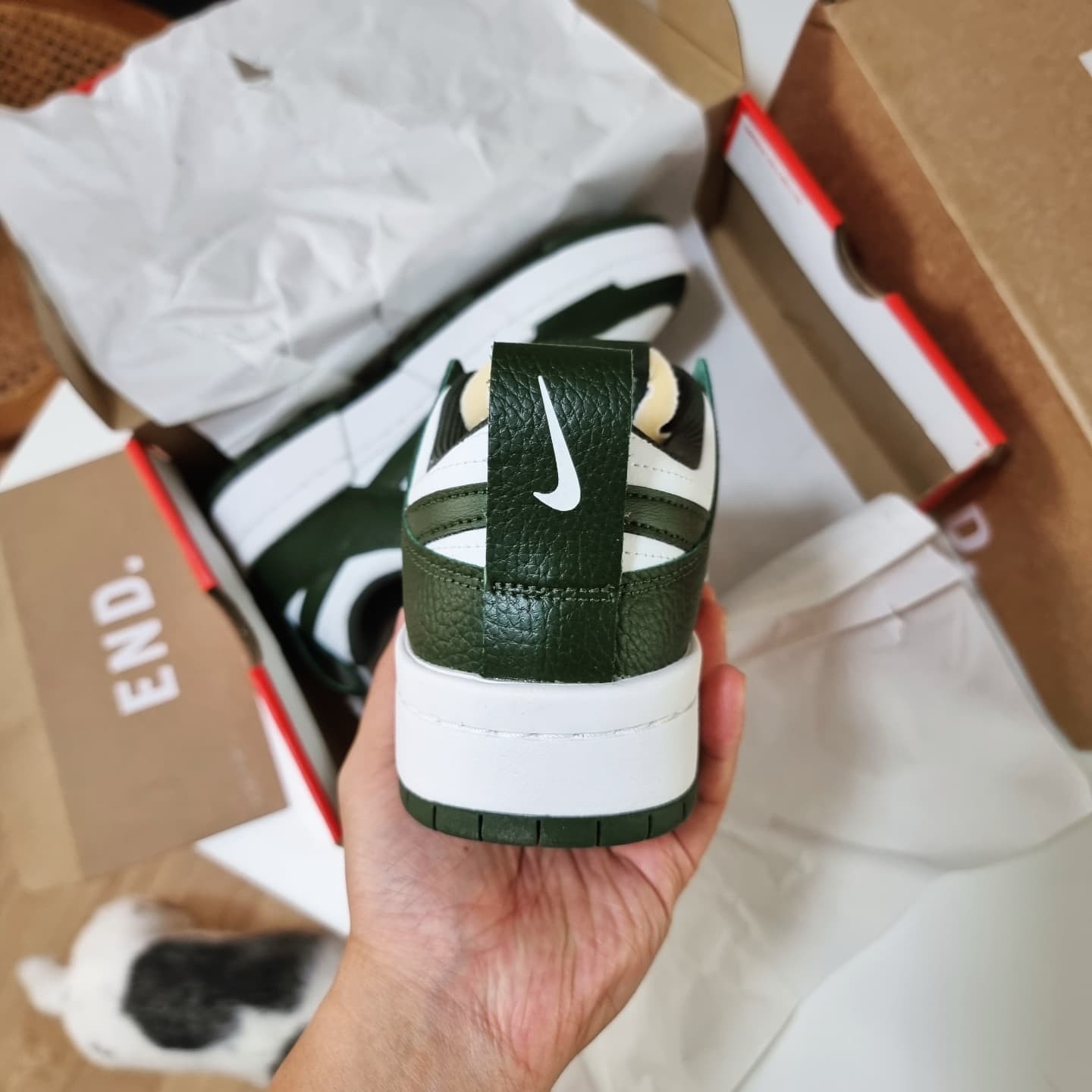 (W) Nike Dunk Low Disrupt Carbon Green 착용 스타일 - 4