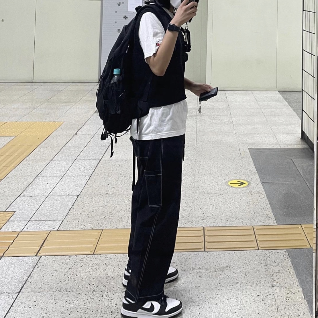 Nike Dunk Low Retro Black, (W) Nike Dunk Low Black 착용 스타일 - 2