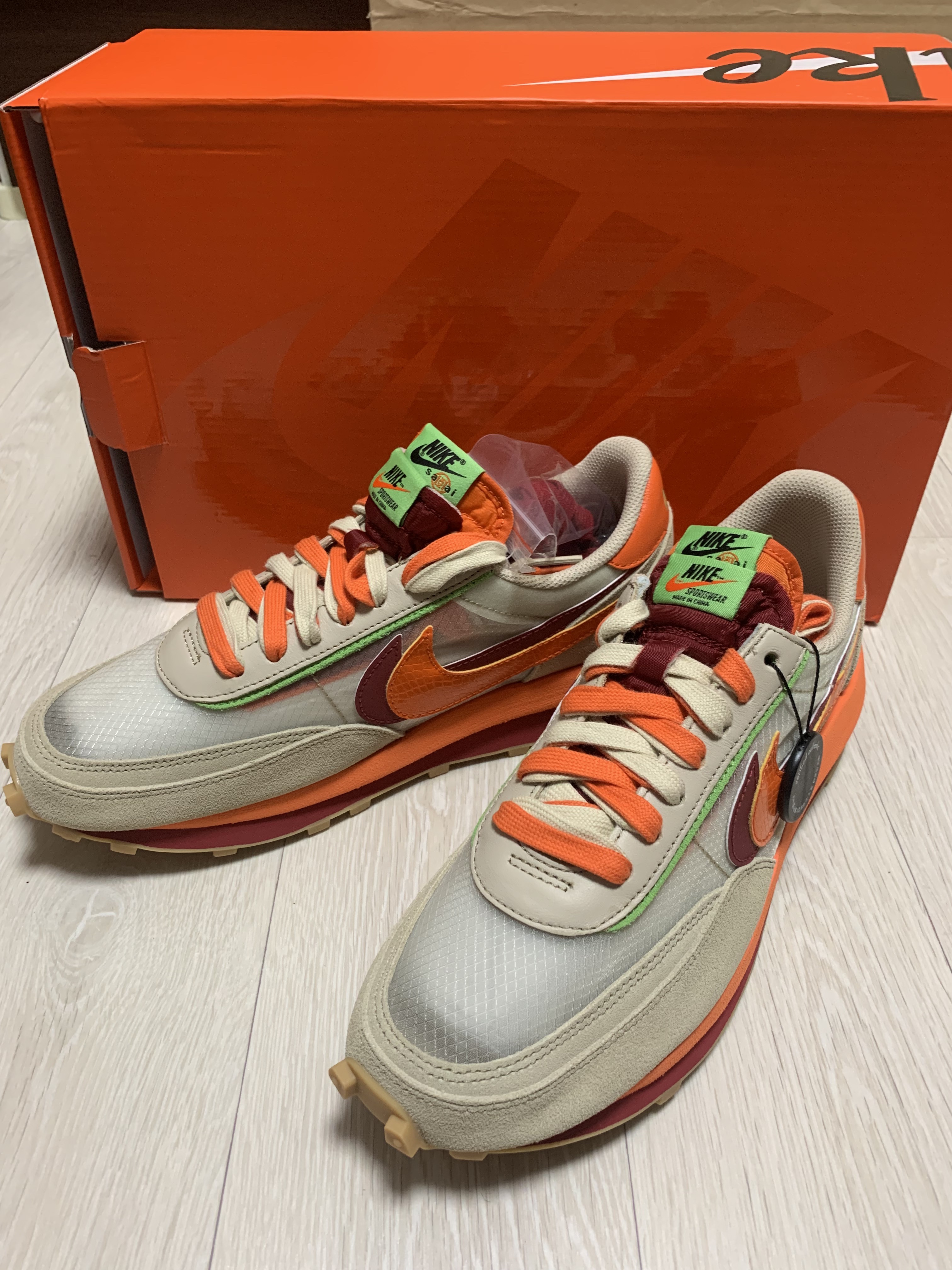 Nike x Sacai x Clot LDWaffle Orange Blaze 착용 스타일 - 1