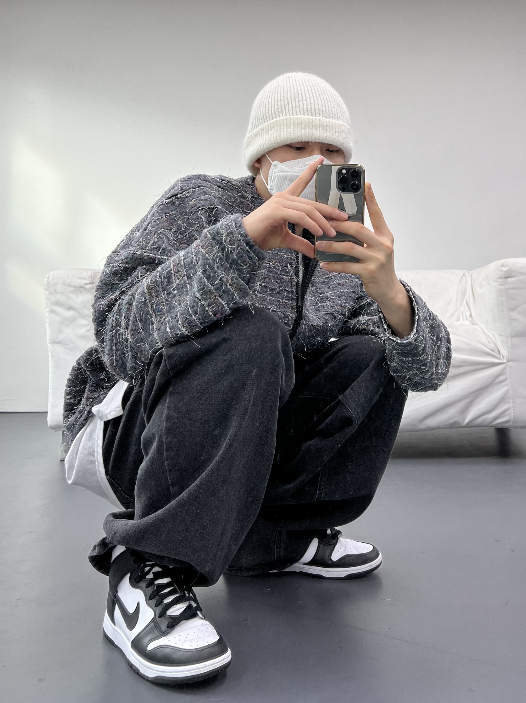 Nike Dunk High Retro Black and White 착용 스타일
