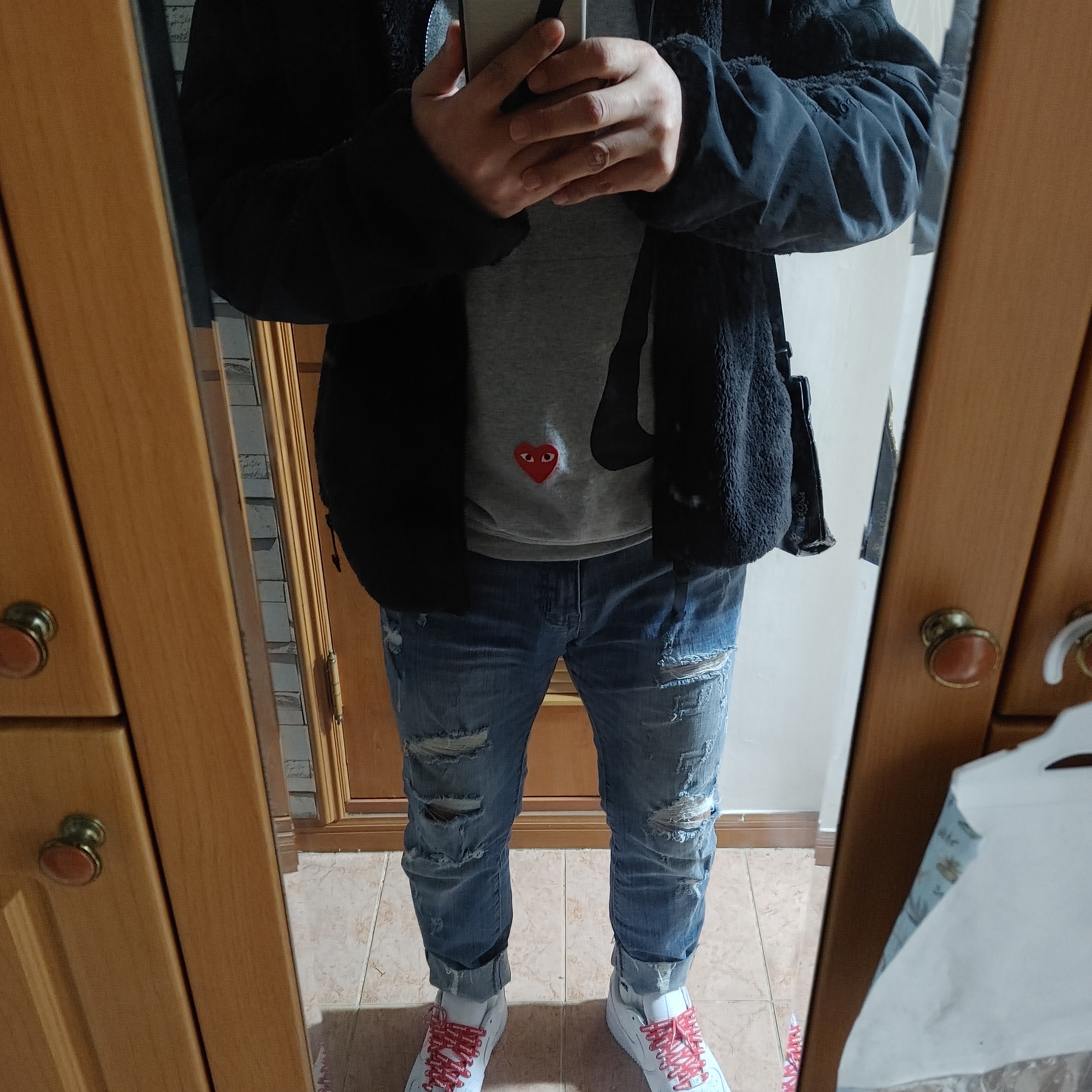 Play Comme des Garcons x Nike Hoodie Grey, Nike x Drake Nocta NRG Polar Fleece Jacket - Asia 착용 스타일