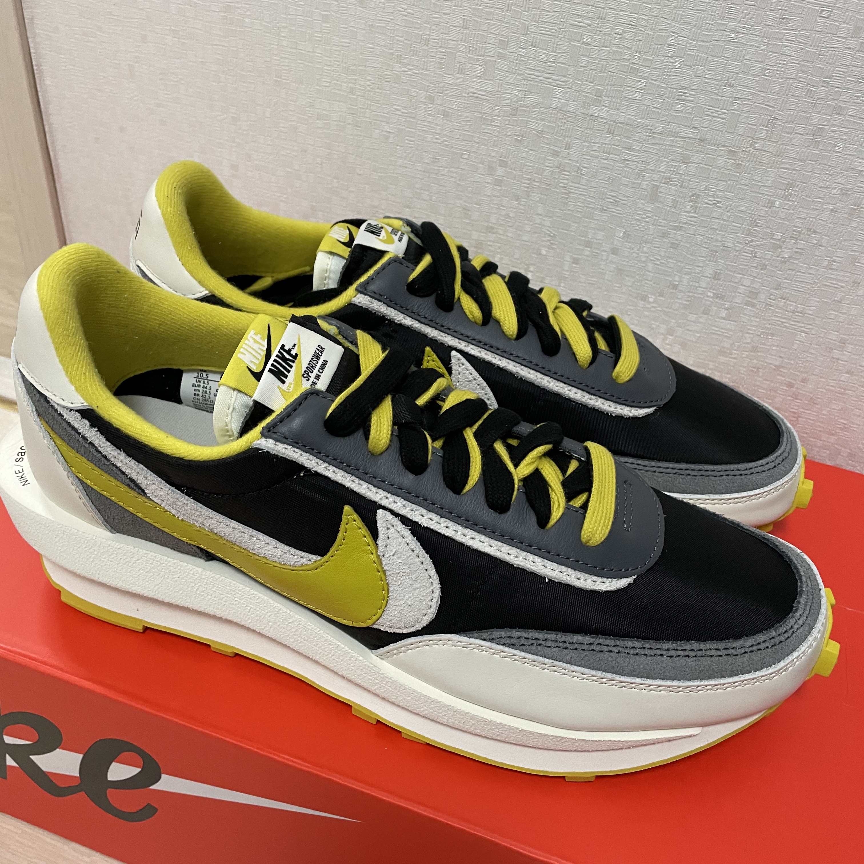 Nike x Sacai x Undercover LDWaffle Black Bright Citron 착용 스타일 - 1