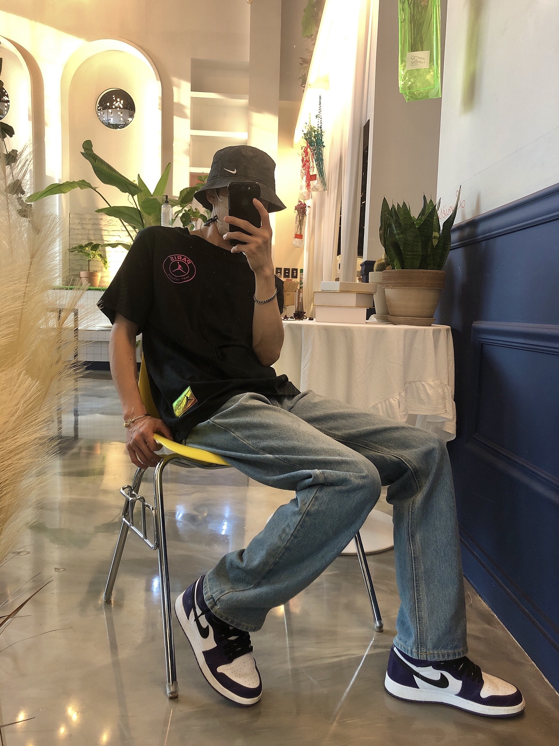 Jordan 1 Retro High OG Court Purple 2020, (GS) Jordan 1 Retro High OG Court Purple 2020 착용 스타일