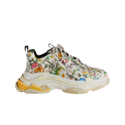 Balenciaga x Gucci The Hacker Project Triple S Sneakers Multi Color Leather Flora Print Ivory