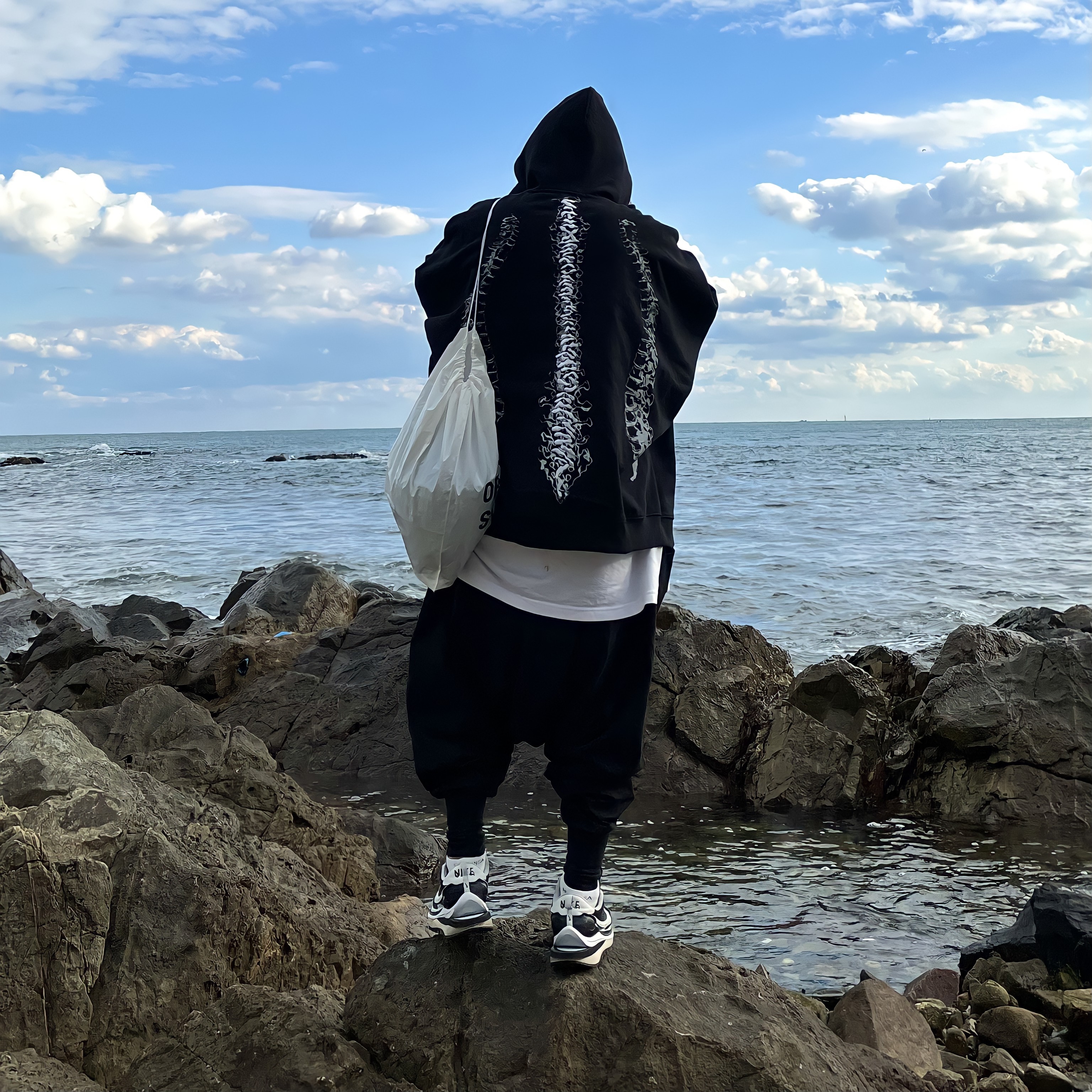 Nike x Sacai VaporWaffle Black White 착용 스타일
