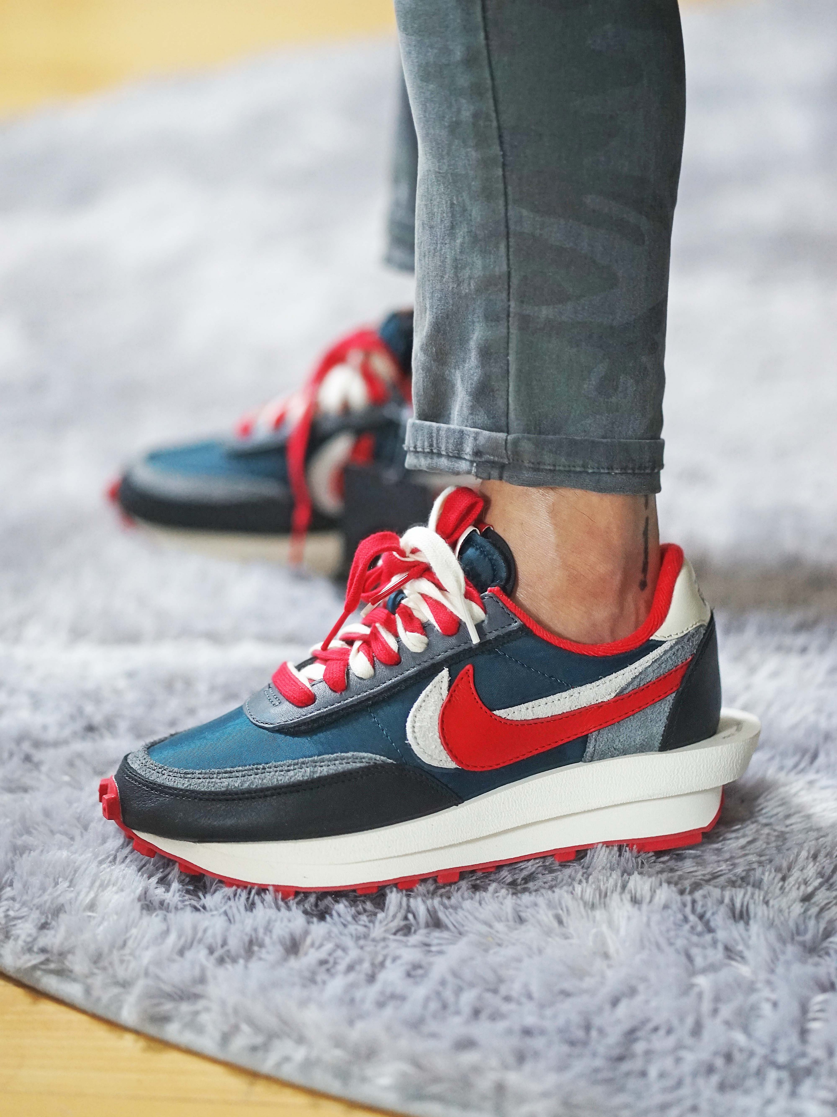 Nike x Sacai x Undercover LDWaffle Night Maroon Team Royal, Nike x Sacai x Undercover LDWaffle Black Bright Citron 착용 스타일 - 2
