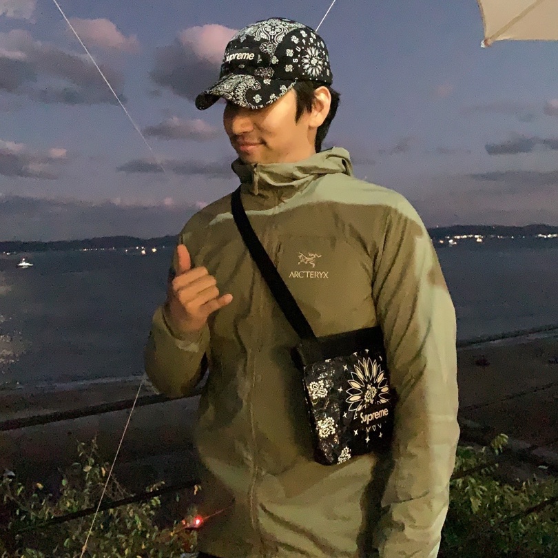 Supreme Bandana Camp Cap Black - 21SS, Supreme Bandana Tarp Side Bag Black - 21SS 착용 스타일