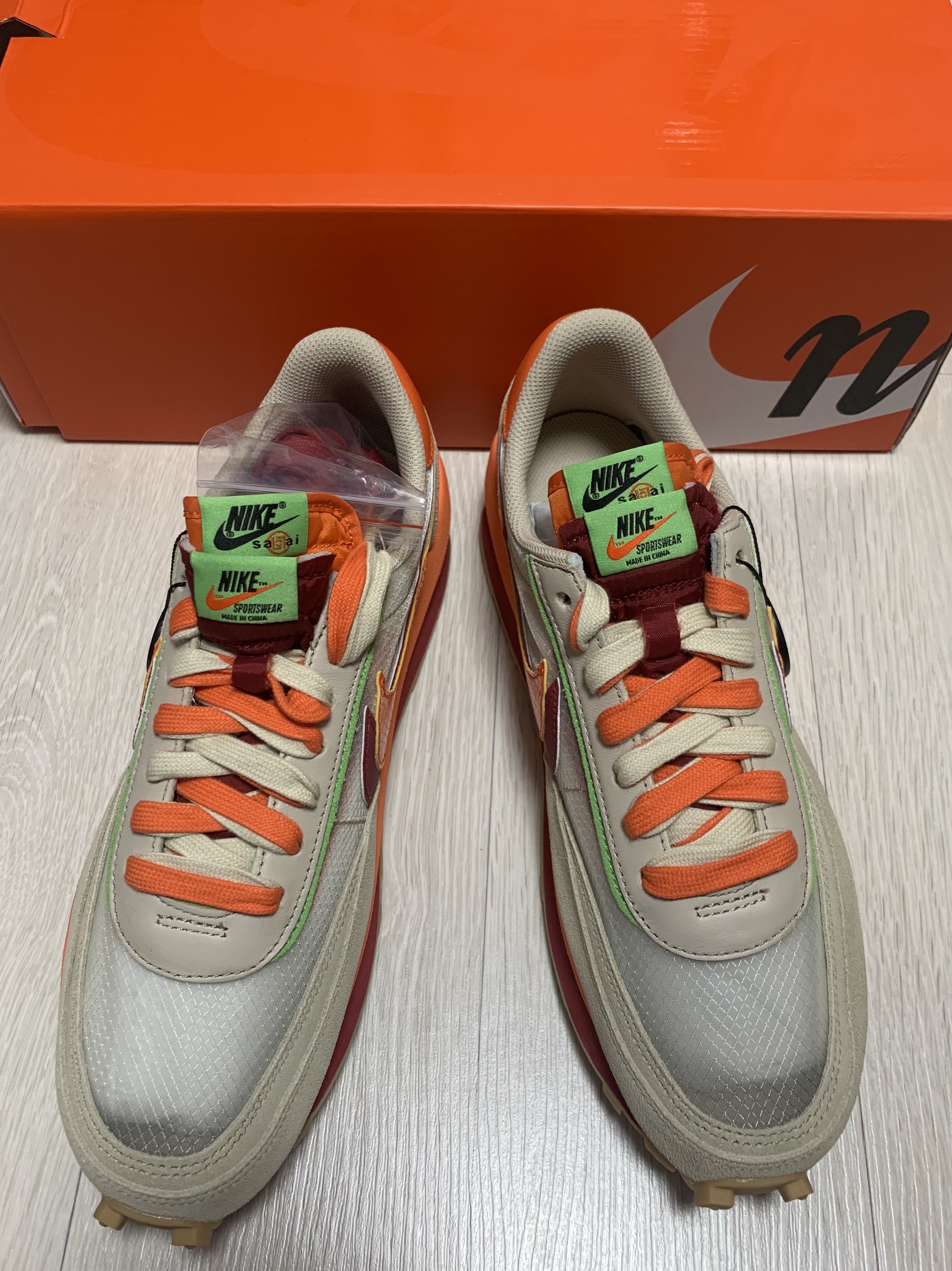 Nike x Sacai x Clot LDWaffle Orange Blaze 착용 스타일 - 2