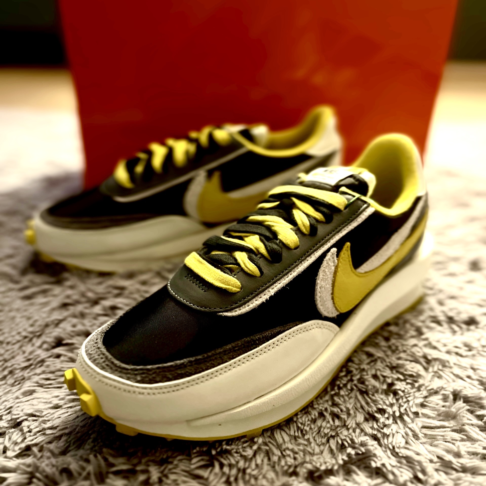 Nike x Sacai x Undercover LDWaffle Black Bright Citron, Nike x Undercover Daybreak Bright Citron 착용 스타일 - 2