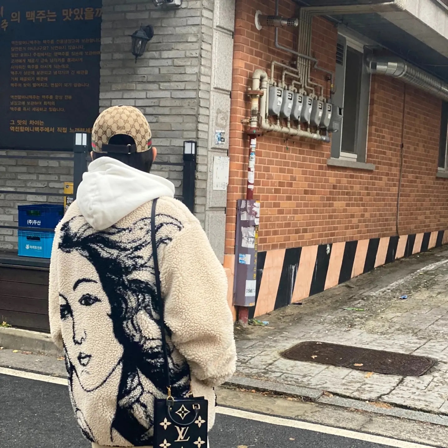 Stussy Venus Jacquard Sherpa Jacket Natural 착용 스타일 - 1