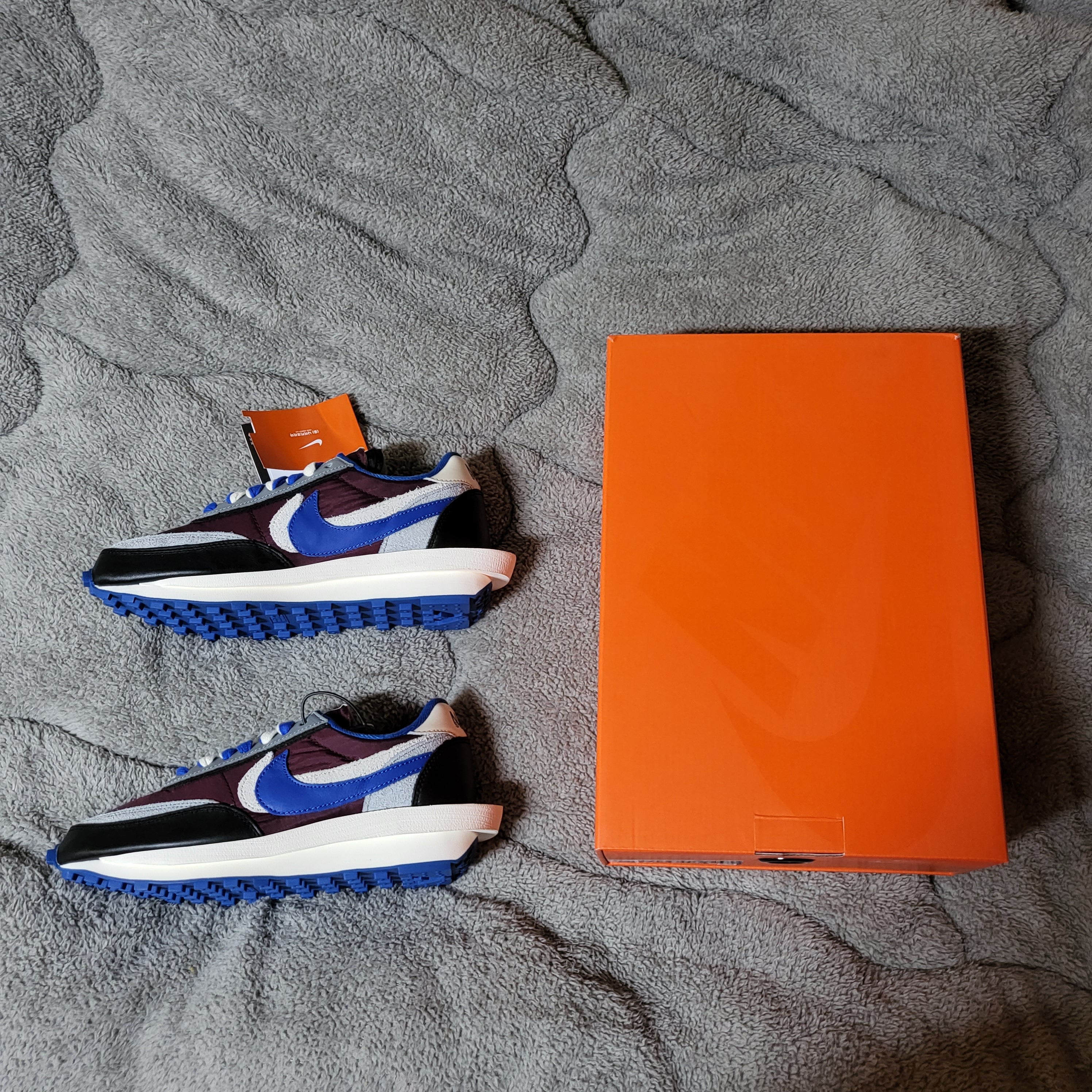 Nike x Sacai x Undercover LDWaffle Black Bright Citron, Nike x Sacai x Undercover LDWaffle Night Maroon Team Royal 착용 스타일 - 2
