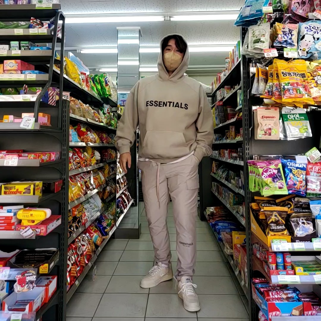 Nike x Fear of God Basketball Jacket String, Essentials 3D Silicon Applique Pullover Hoodie Taupe - 20FW 착용 스타일 - 2