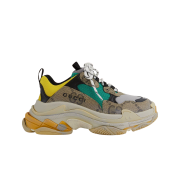 (W) Balenciaga x Gucci The Hacker Project Triple S Sneakers Beige Ebony GG Supreme Yellow Green