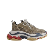 (W) Balenciaga x Gucci The Hacker Project Triple S Sneakers Beige Ebony GG Supreme Black White Red