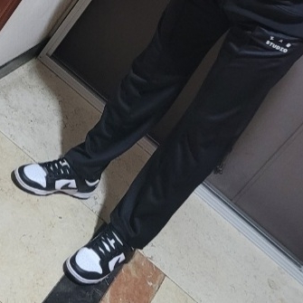 Nike Dunk Low Retro Black, IAB Studio Track Pants Black 착용 스타일