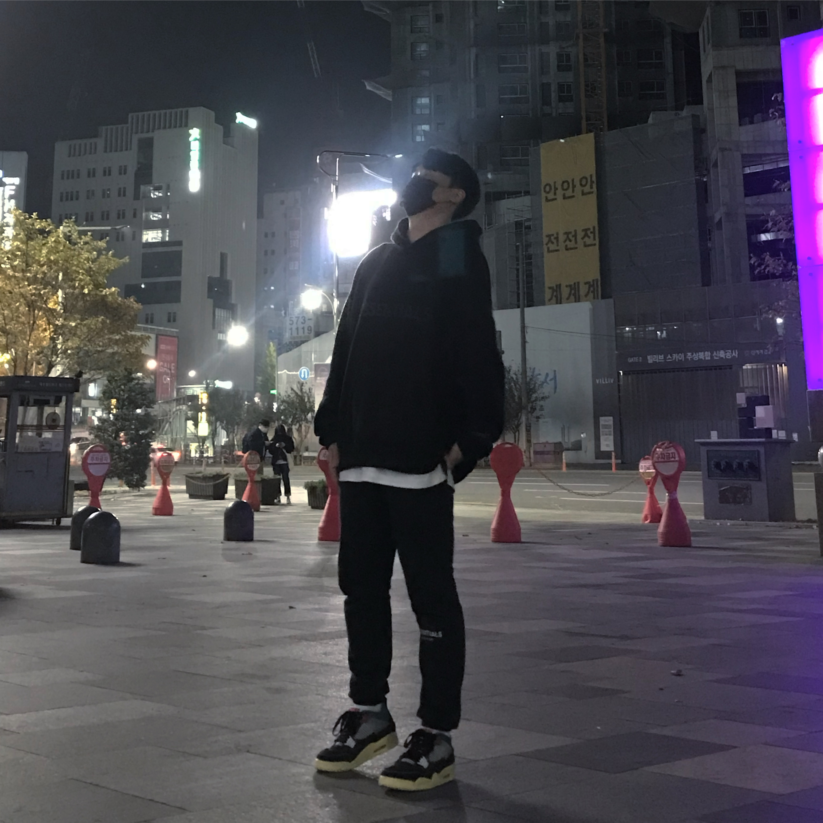 Jordan 4 x Union Retro Off Noir, Essentials 3D Silicon Applique Pullover Hoodie Dark Slate/Black 2020 착용 스타일 - 2